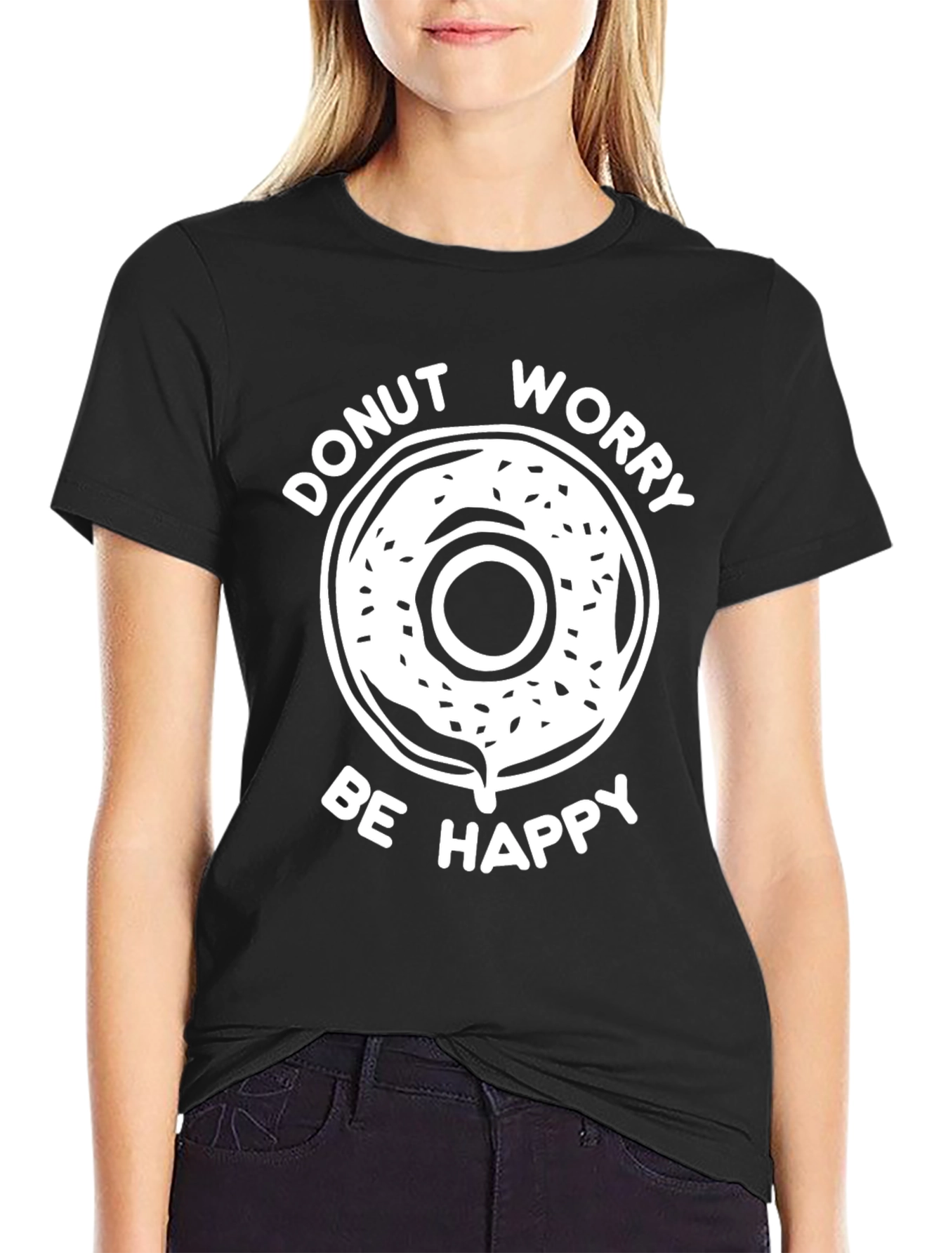 Donut Worry Be Happy Graphic T-Shirt