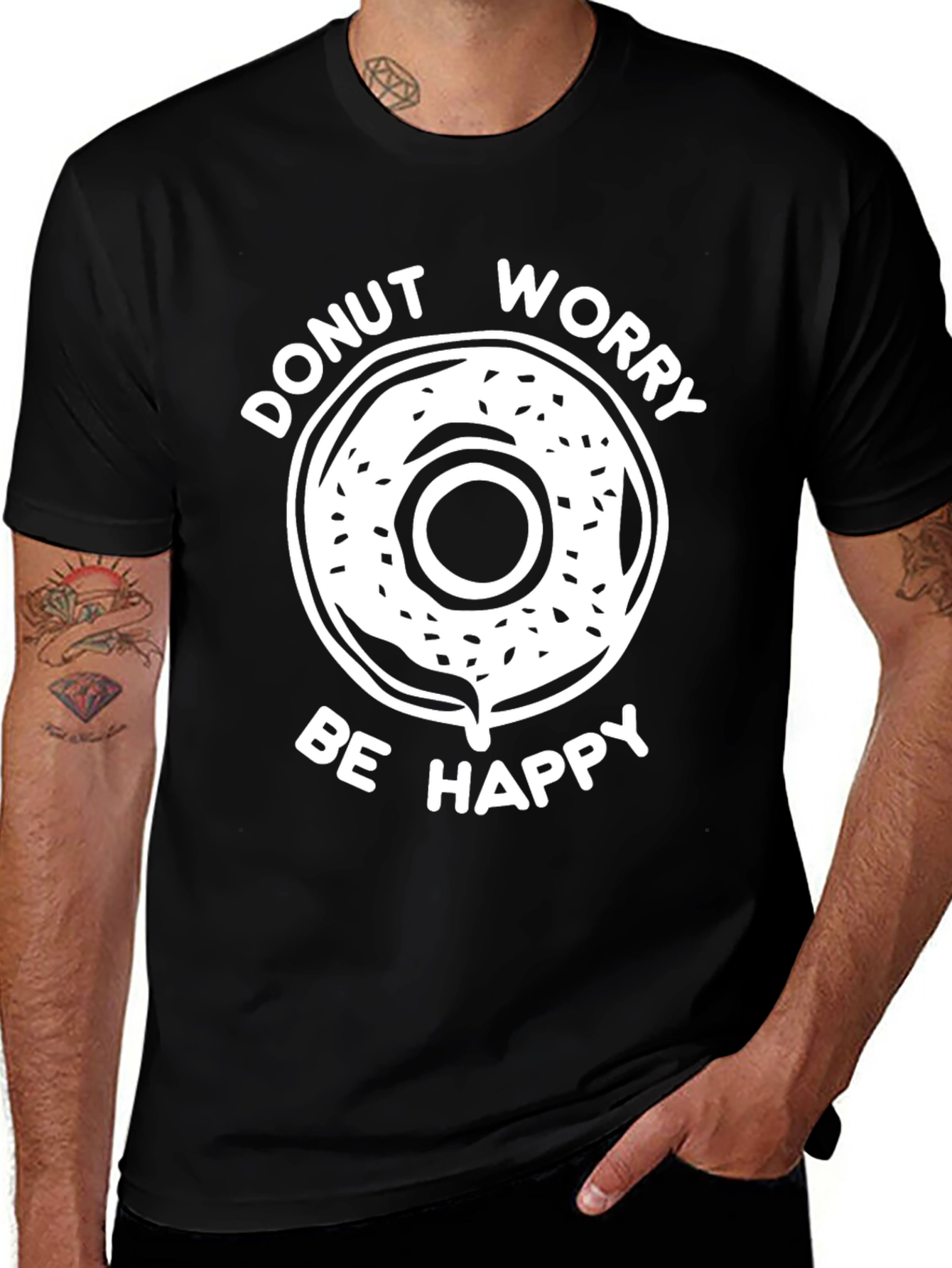 Donut Worry Be Happy Graphic T-Shirt