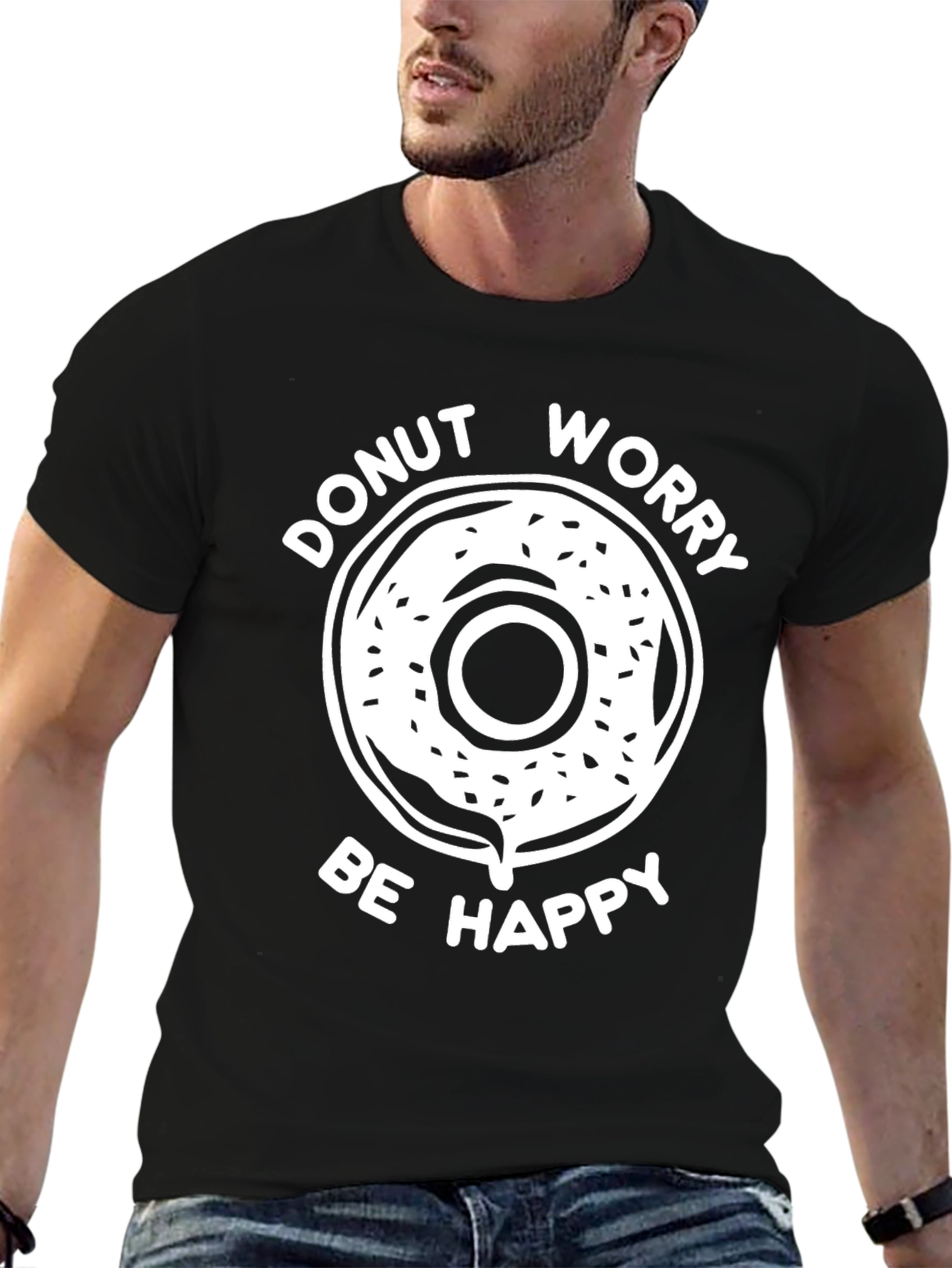 Donut Worry Be Happy Graphic T-Shirt