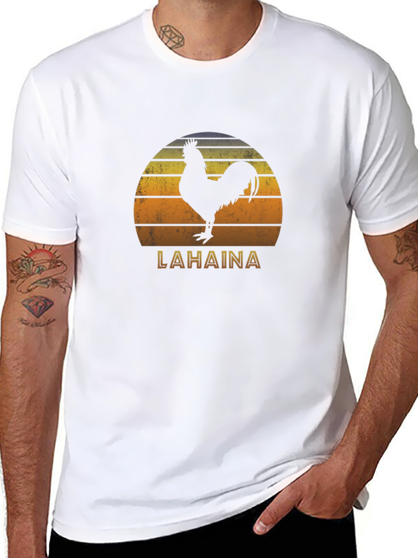 Lahaina Sunset Rooster Graphic T-Shirt