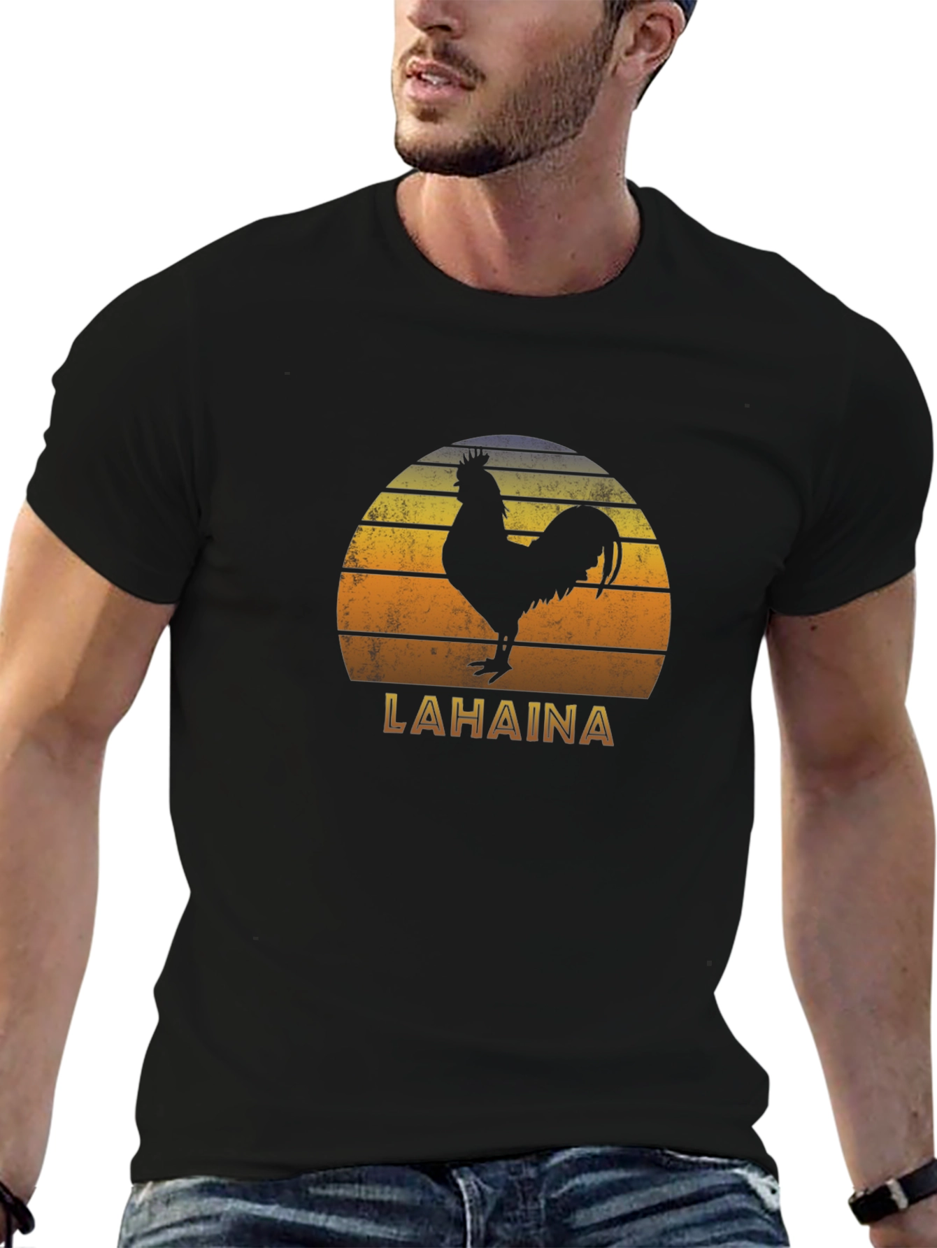 Lahaina Sunset Rooster Graphic T-Shirt
