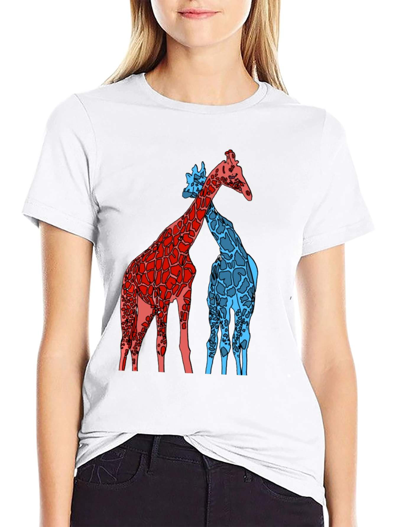 Giraffe Art Graphic Black T-Shirt