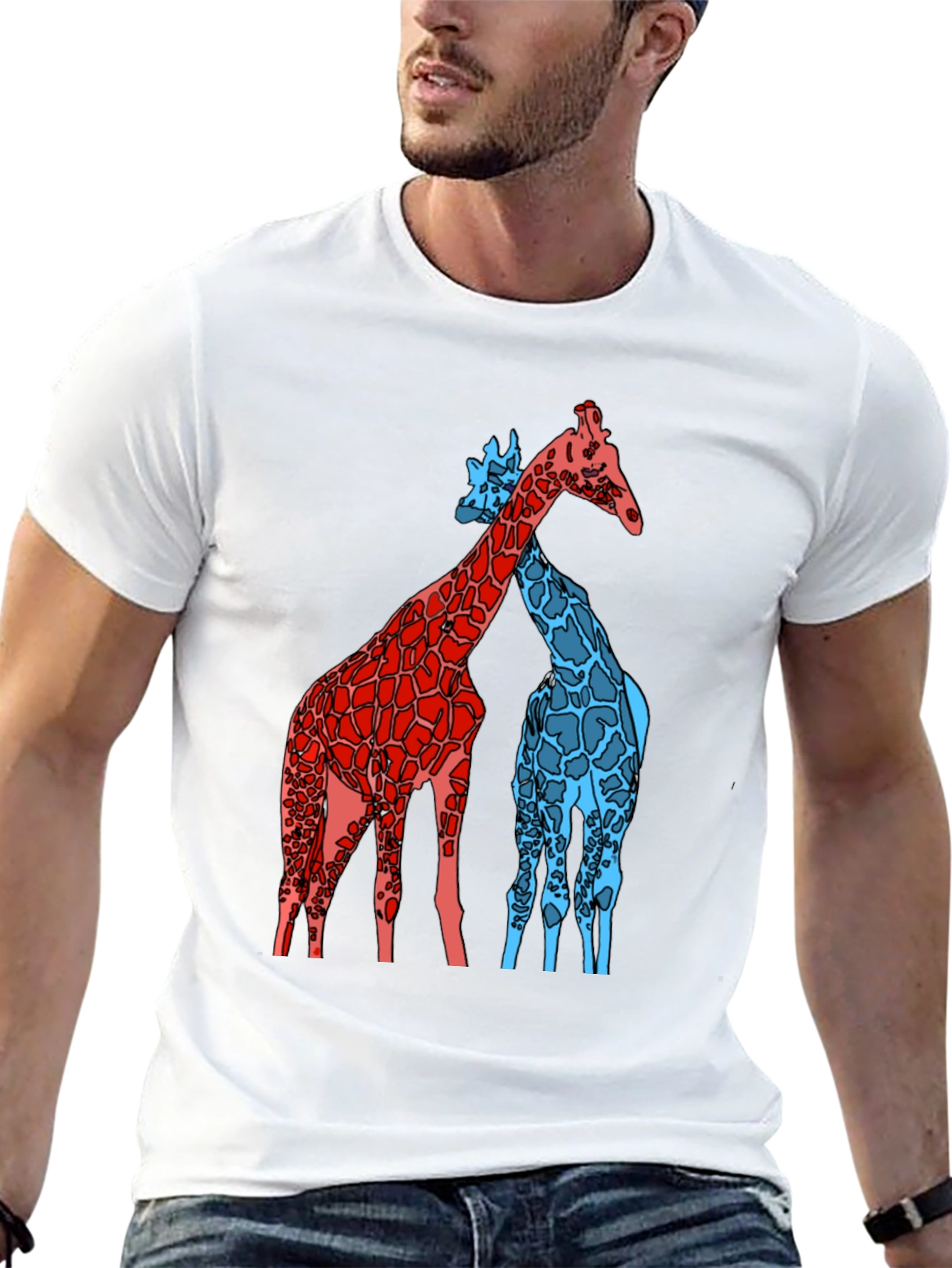 Giraffe Art Graphic Black T-Shirt