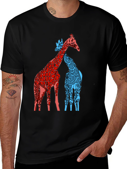 Giraffe Art Graphic Black T-Shirt