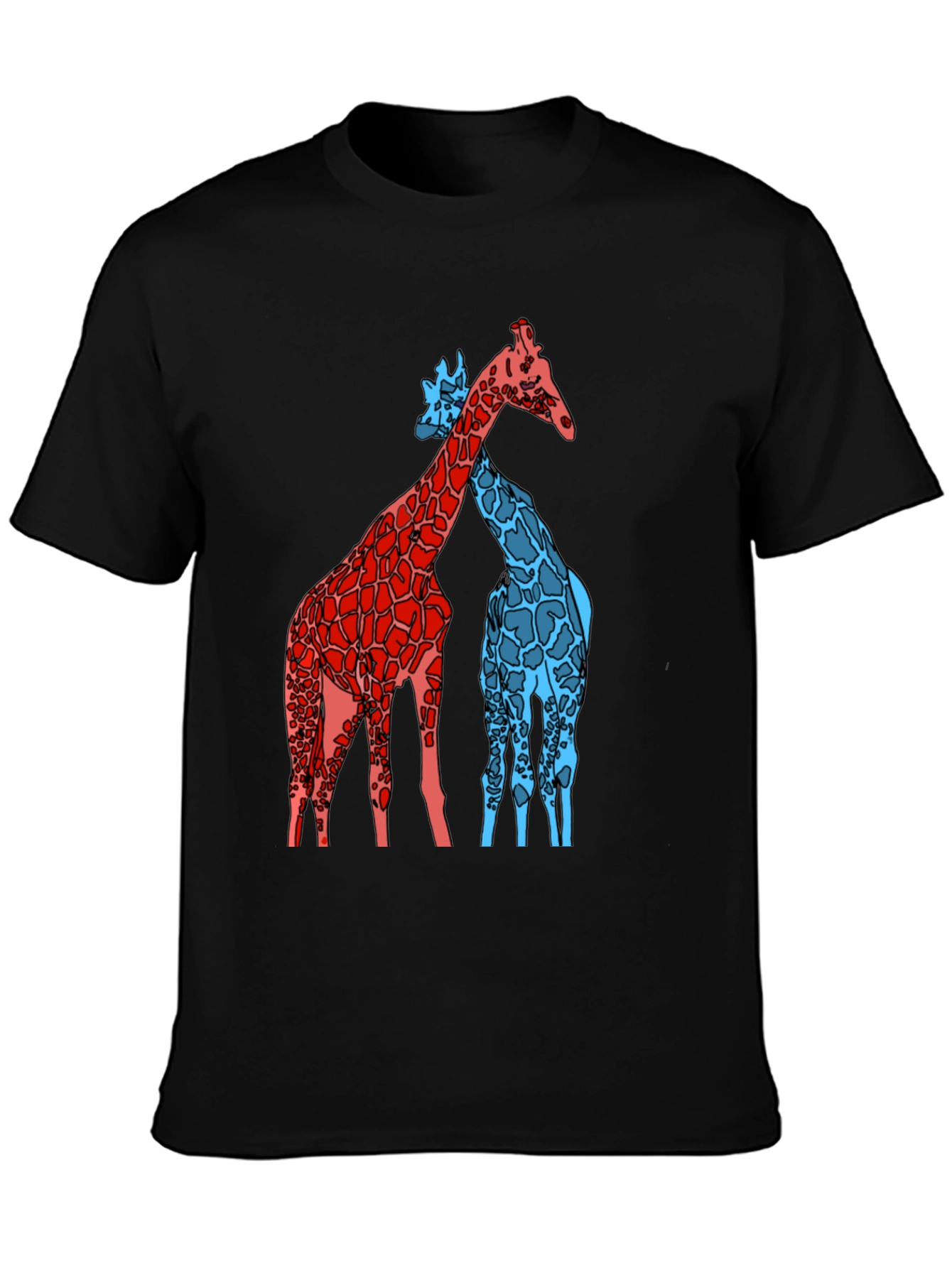 Giraffe Art Graphic Black T-Shirt
