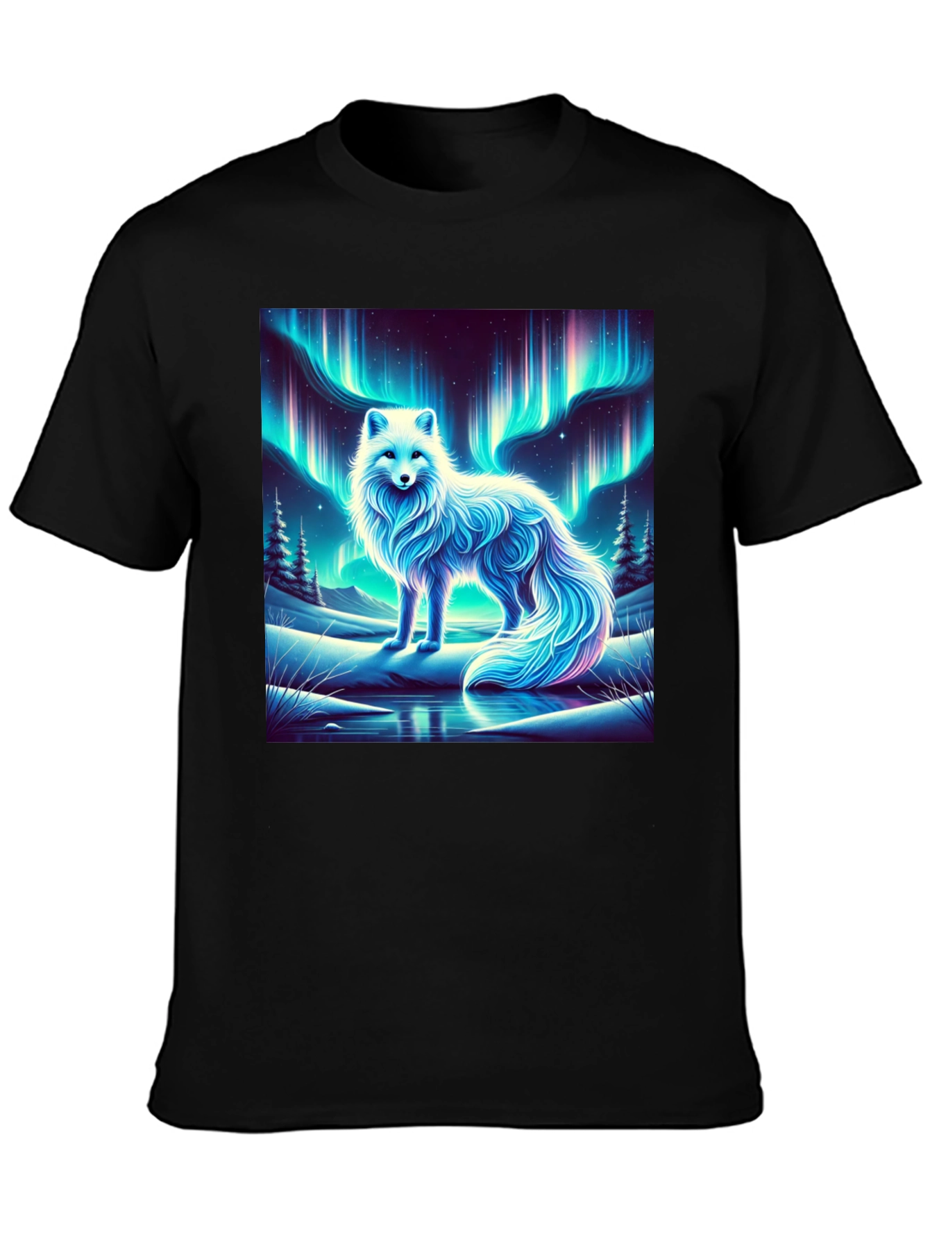 Arctic Fox Aurora Borealis Graphic Tee