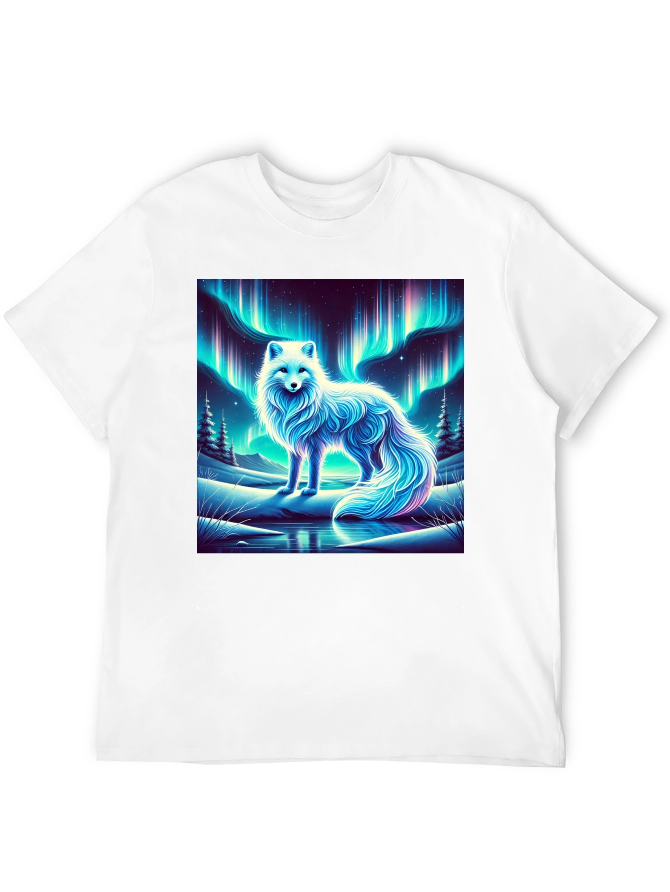 Arctic Fox Aurora Borealis Graphic Tee