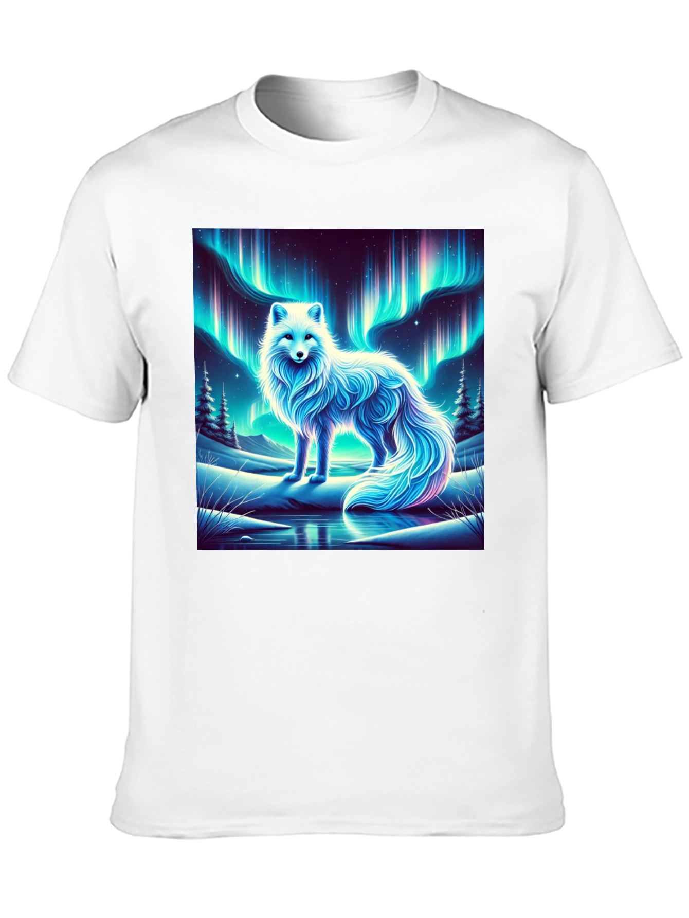 Arctic Fox Aurora Borealis Graphic Tee