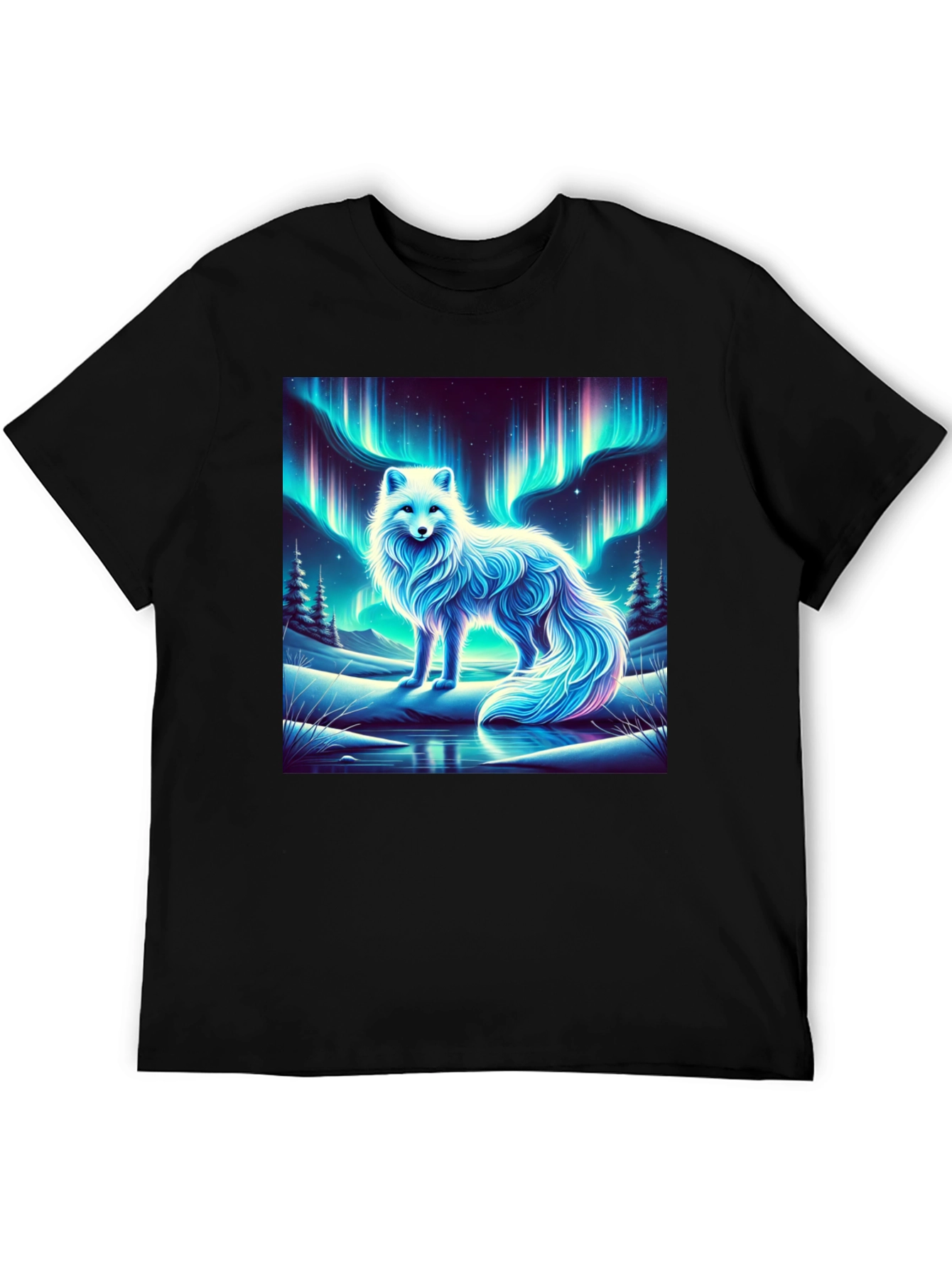 Arctic Fox Aurora Borealis Graphic Tee