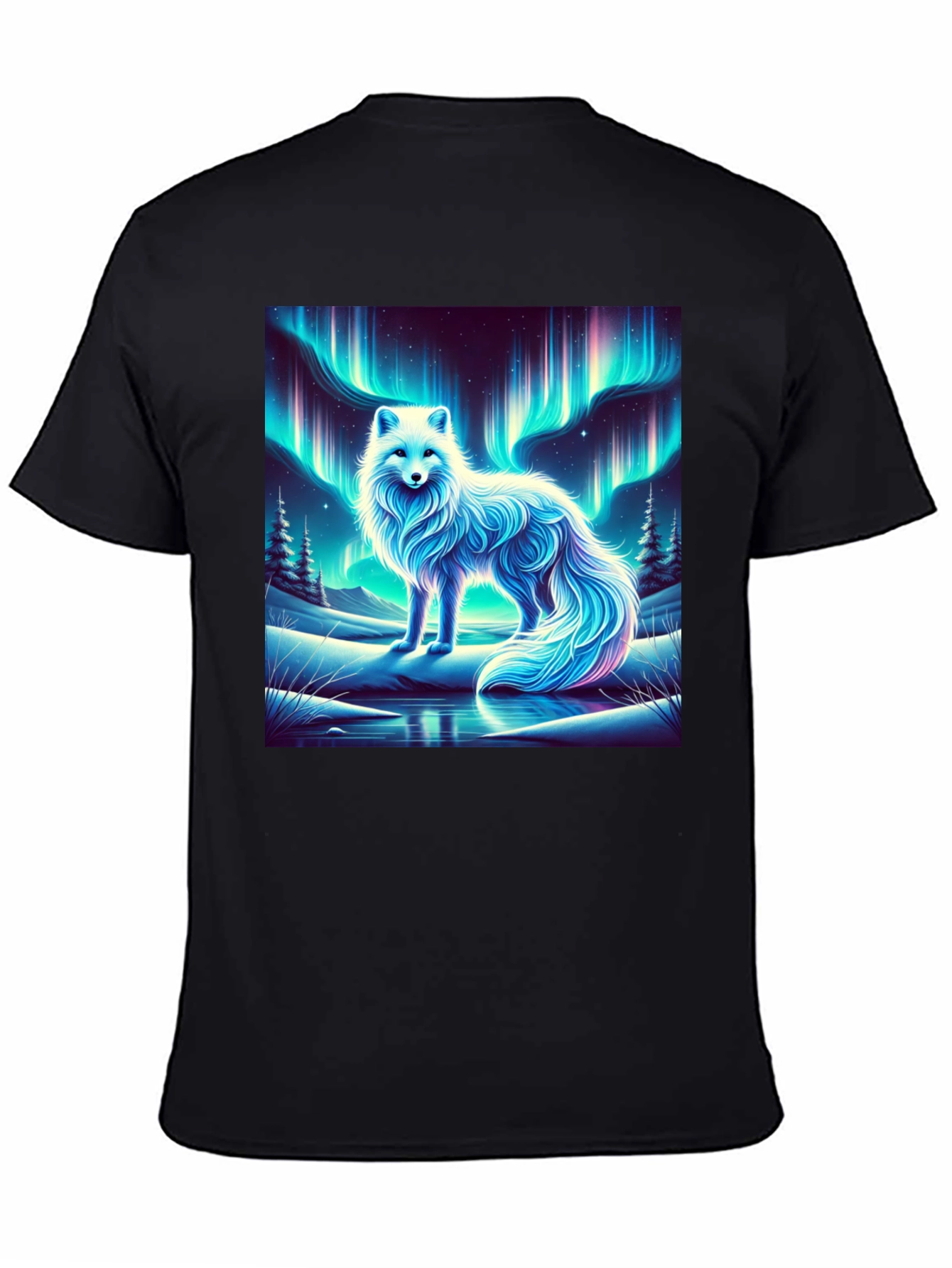 Arctic Fox Aurora Borealis Graphic Tee