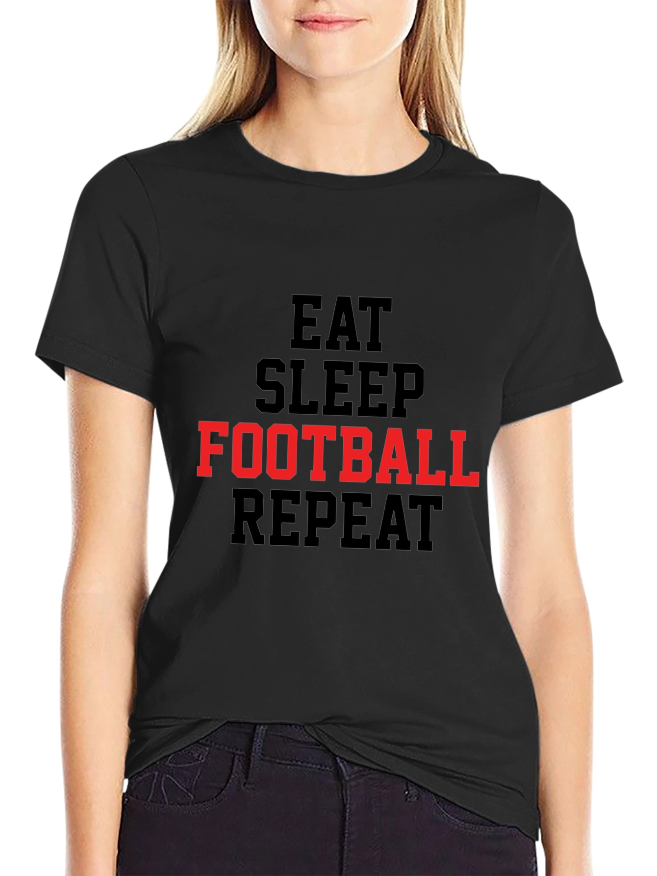 Eat Sleep Football Repeat Graphic Tee