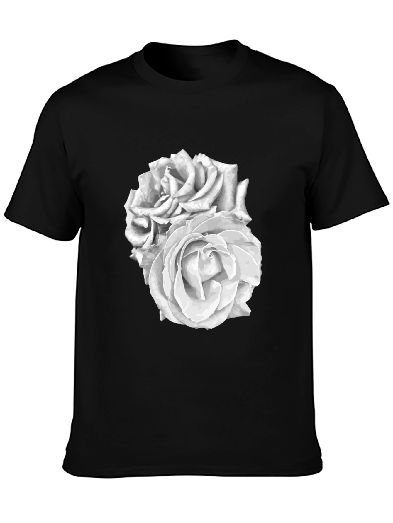 Black Rose Graphic Tee - Stylish Floral Design