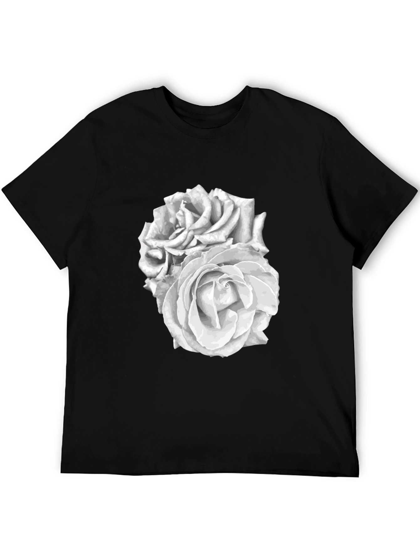 Black Rose Graphic Tee - Stylish Floral Design
