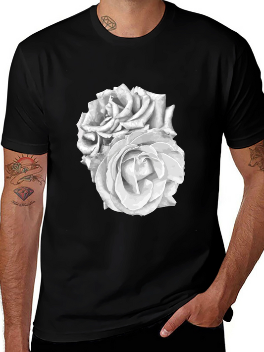 Black Rose Graphic Tee - Stylish Floral Design