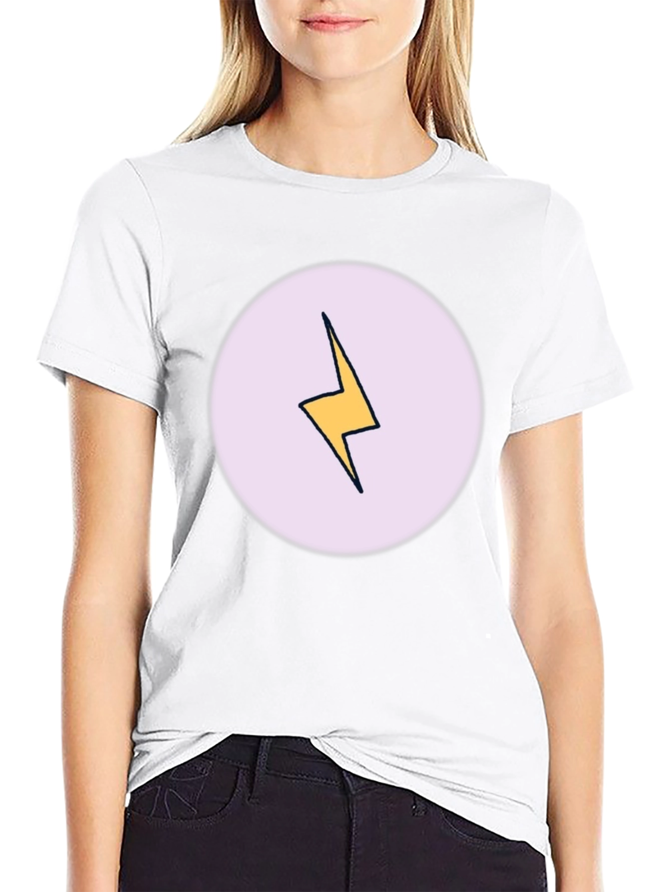 Lightning Bolt Graphic Tee - Black Cotton Casual Shirt