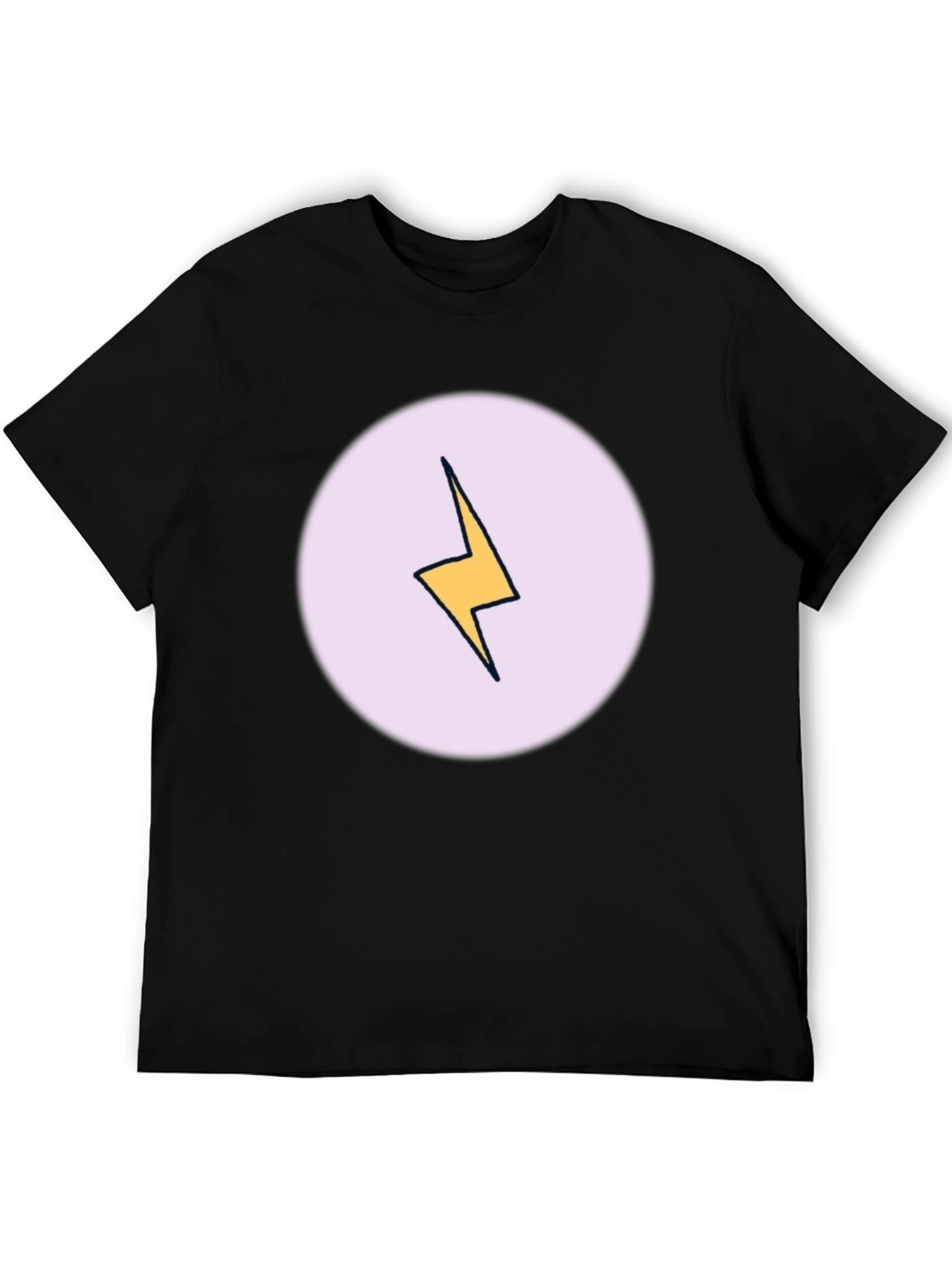 Lightning Bolt Graphic Tee - Black Cotton Casual Shirt