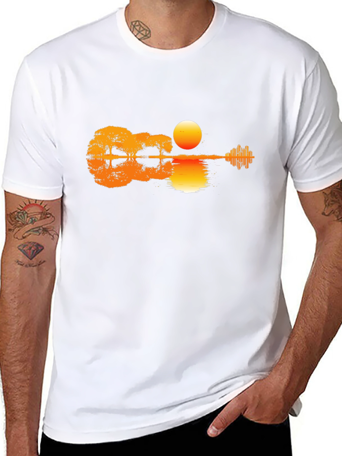 Sunset Guitar T-Shirt - Music & Nature Design