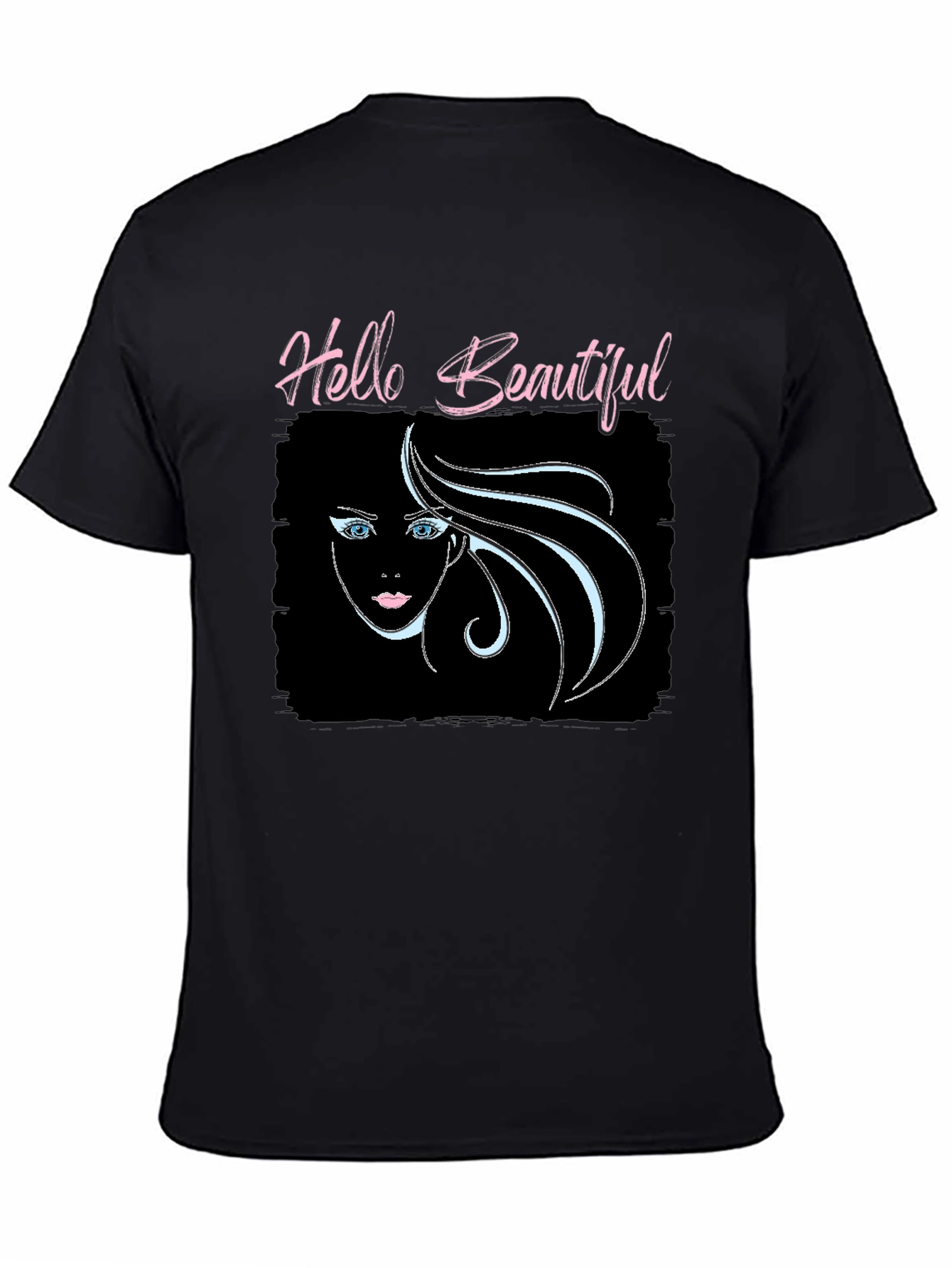 Hello Beautiful Graphic Print Black Tee