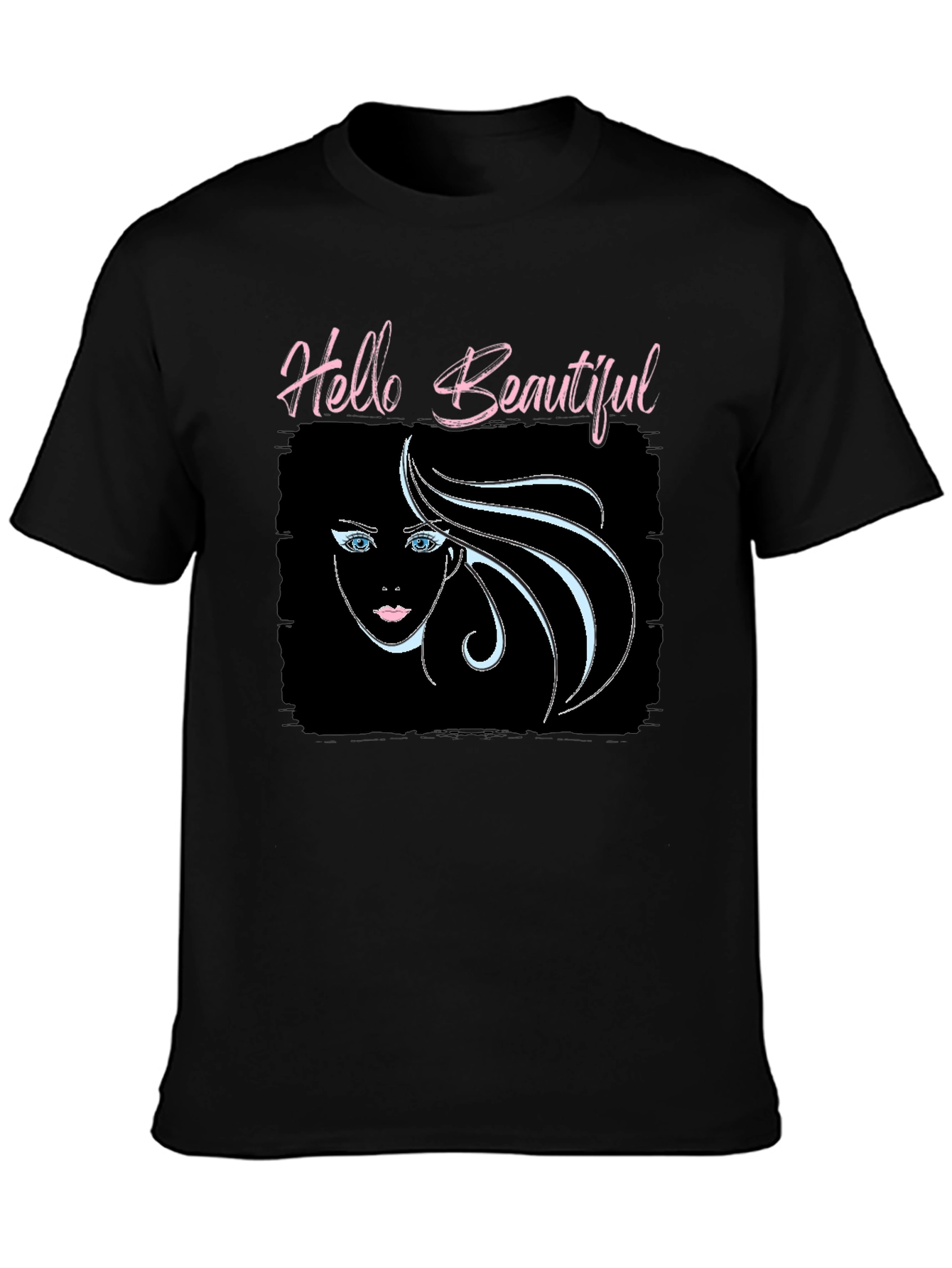 Hello Beautiful Graphic Print Black Tee