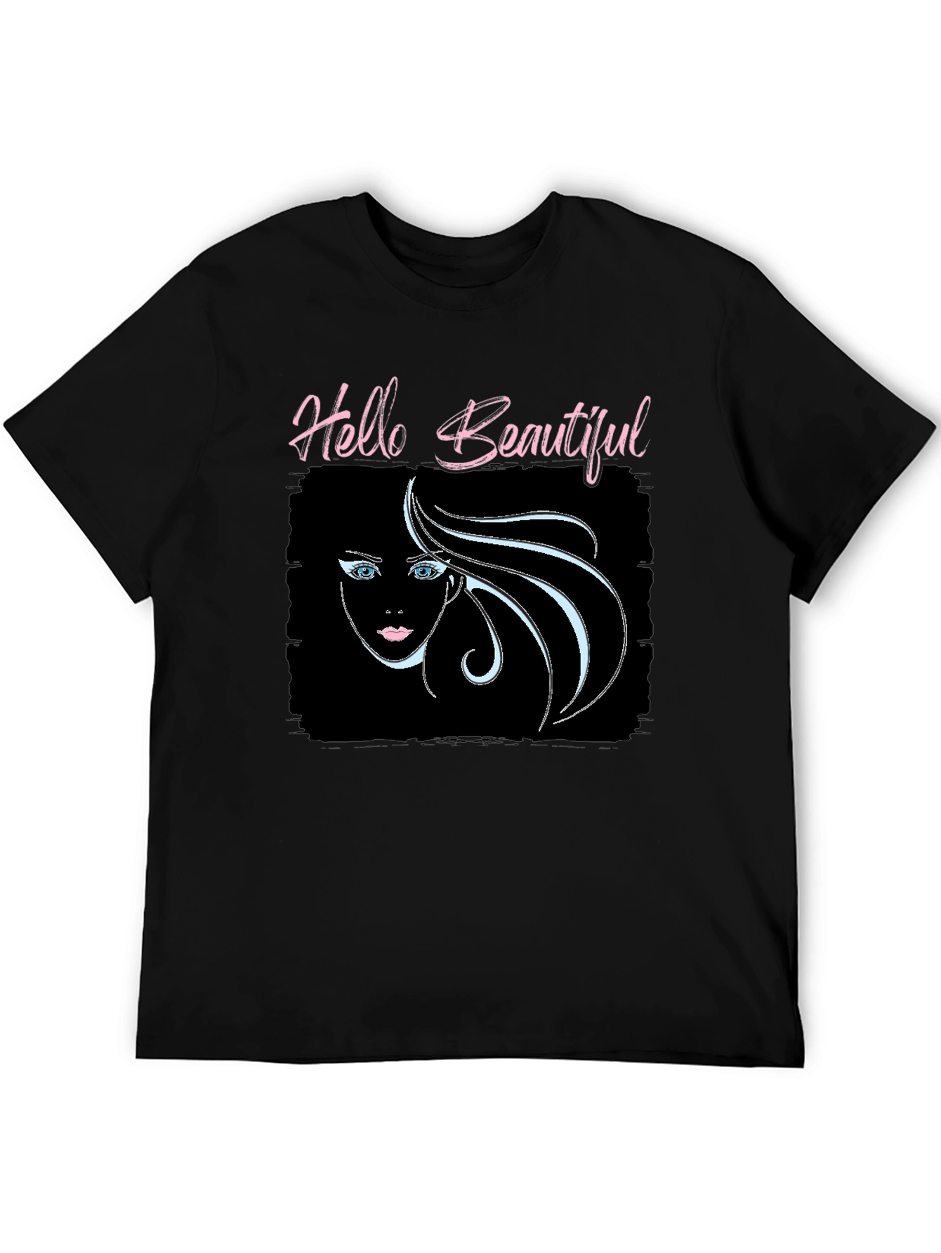 Hello Beautiful Graphic Print Black Tee