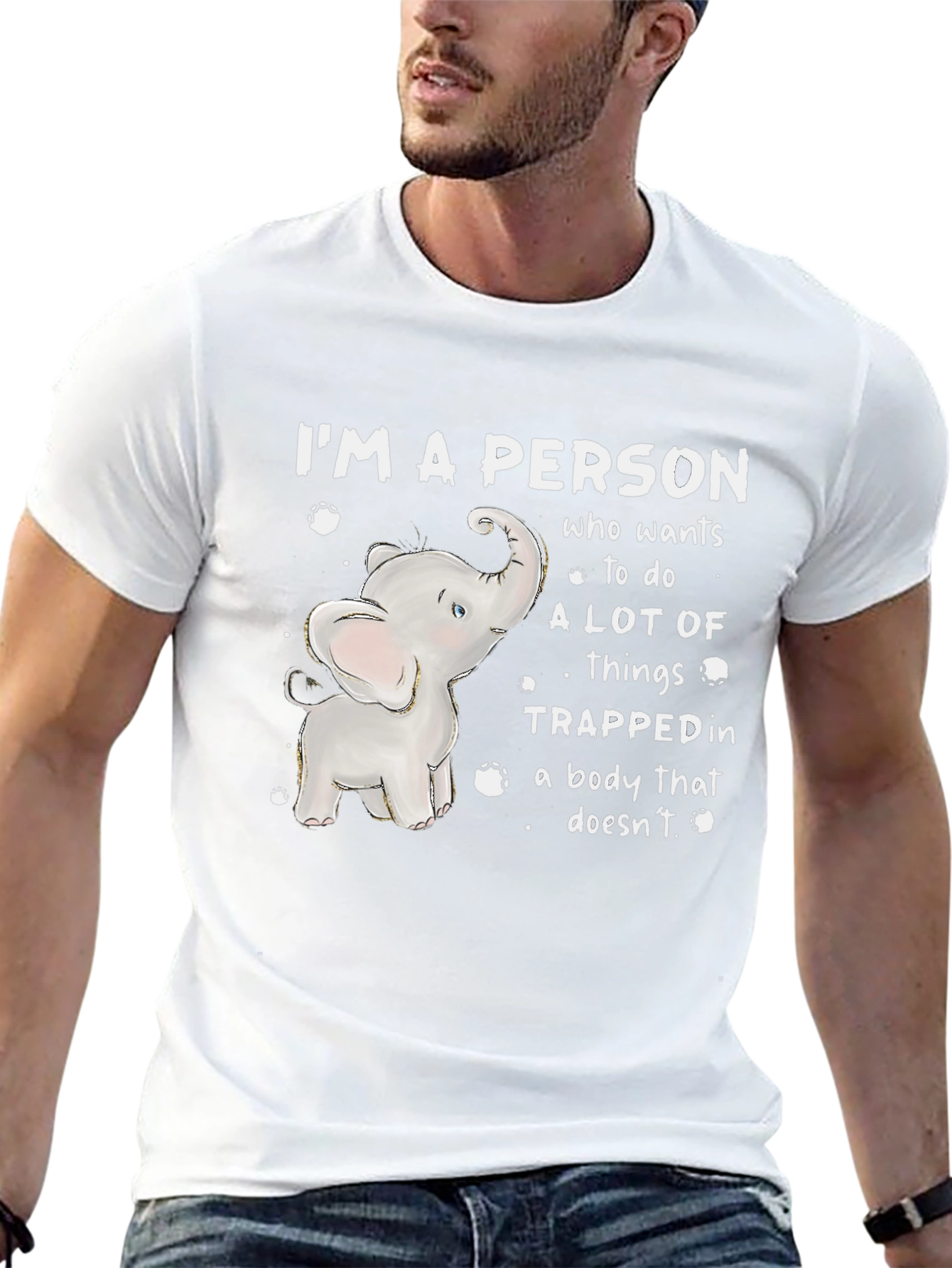 Elephant Person Graphic Tee - Quirky Humor T-Shirt