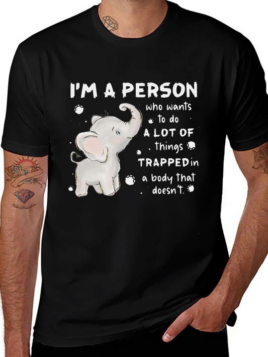 Elephant Person Graphic Tee - Quirky Humor T-Shirt