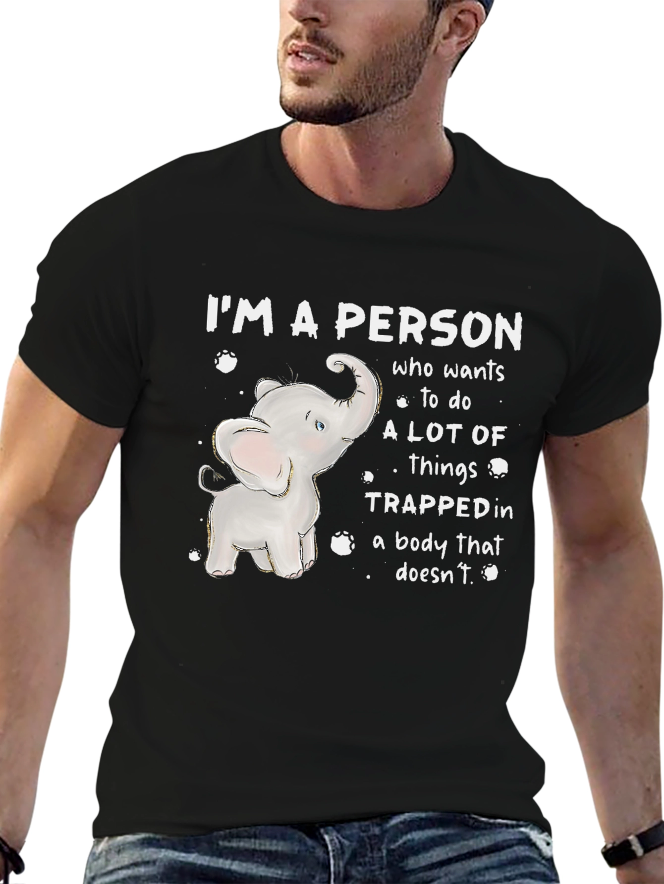 Elephant Person Graphic Tee - Quirky Humor T-Shirt