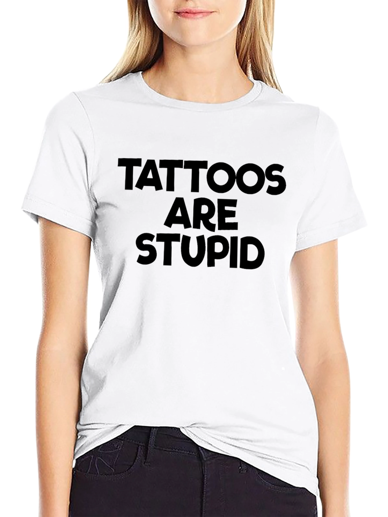 Tattoos Are Stupid Black Graphic Tee Shirt
