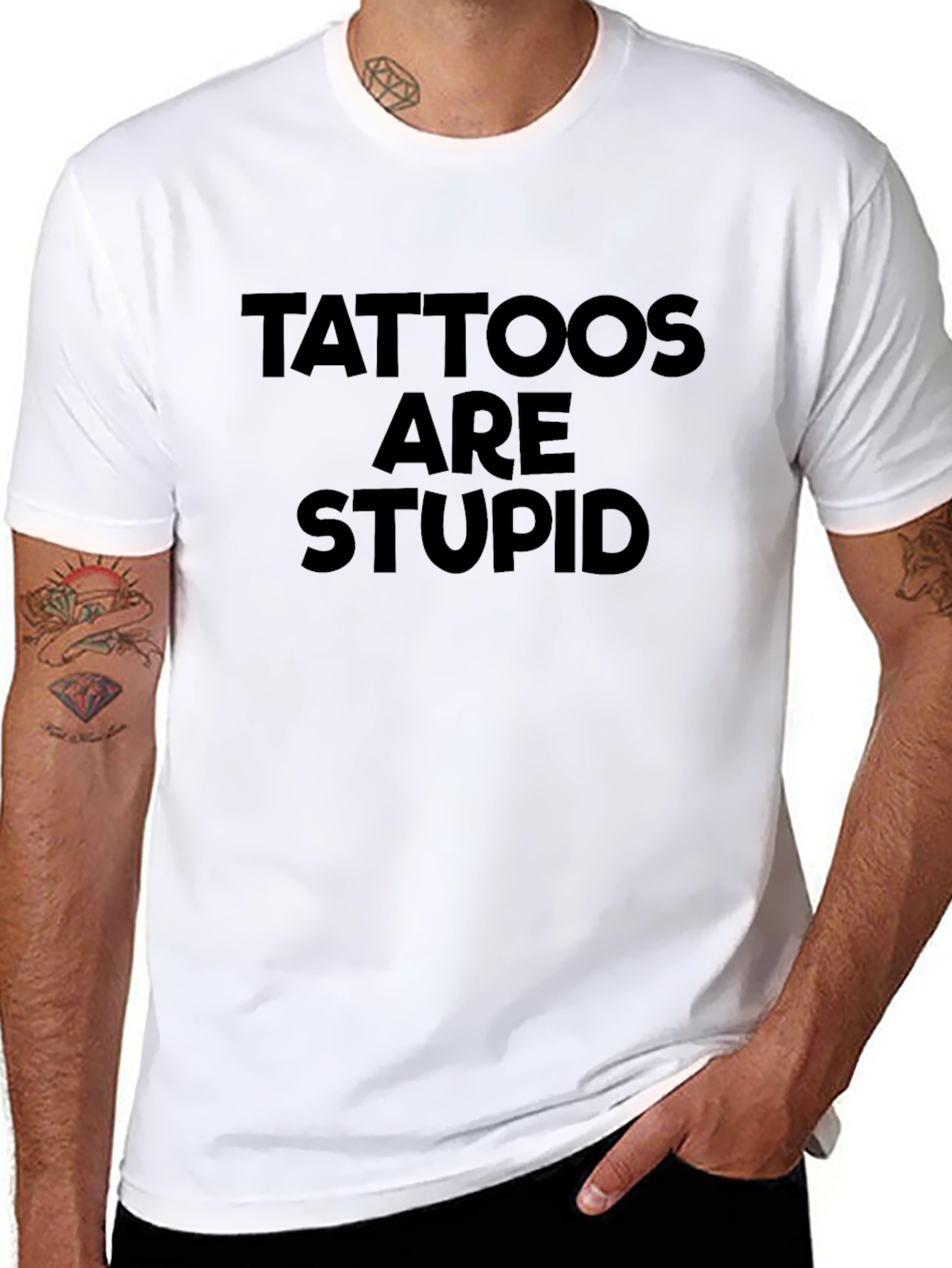 Tattoos Are Stupid Black Graphic Tee Shirt