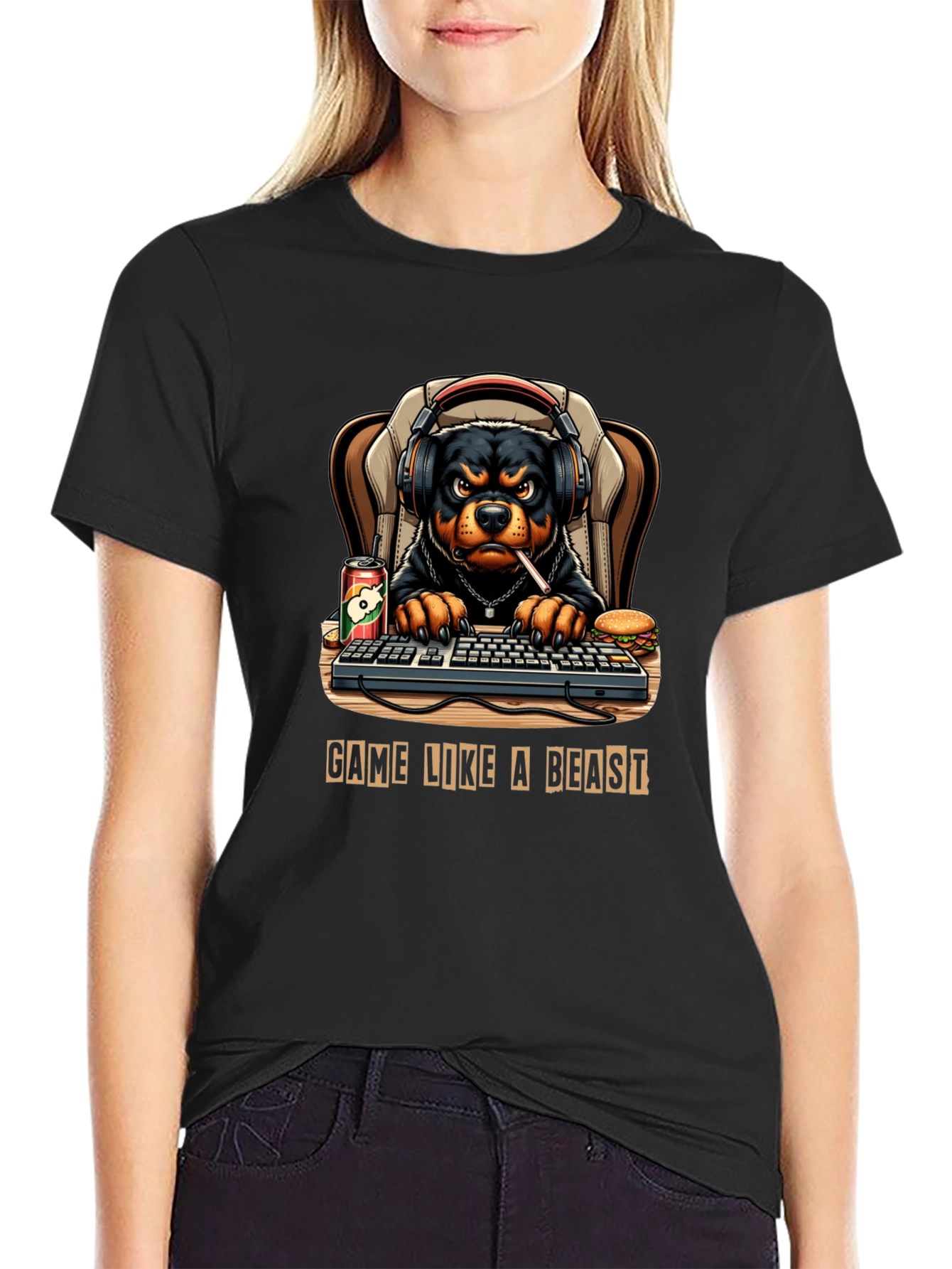 Game Like A Beast Rottweiler Gamer T-Shirt