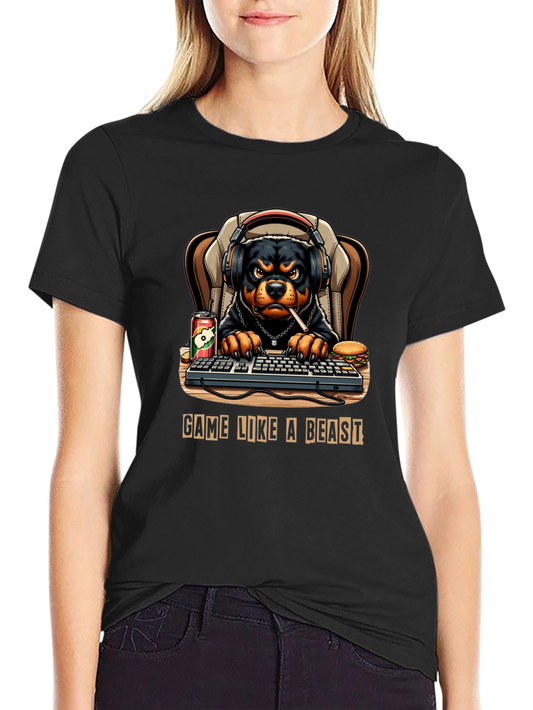 Game Like A Beast Rottweiler Gamer T-Shirt