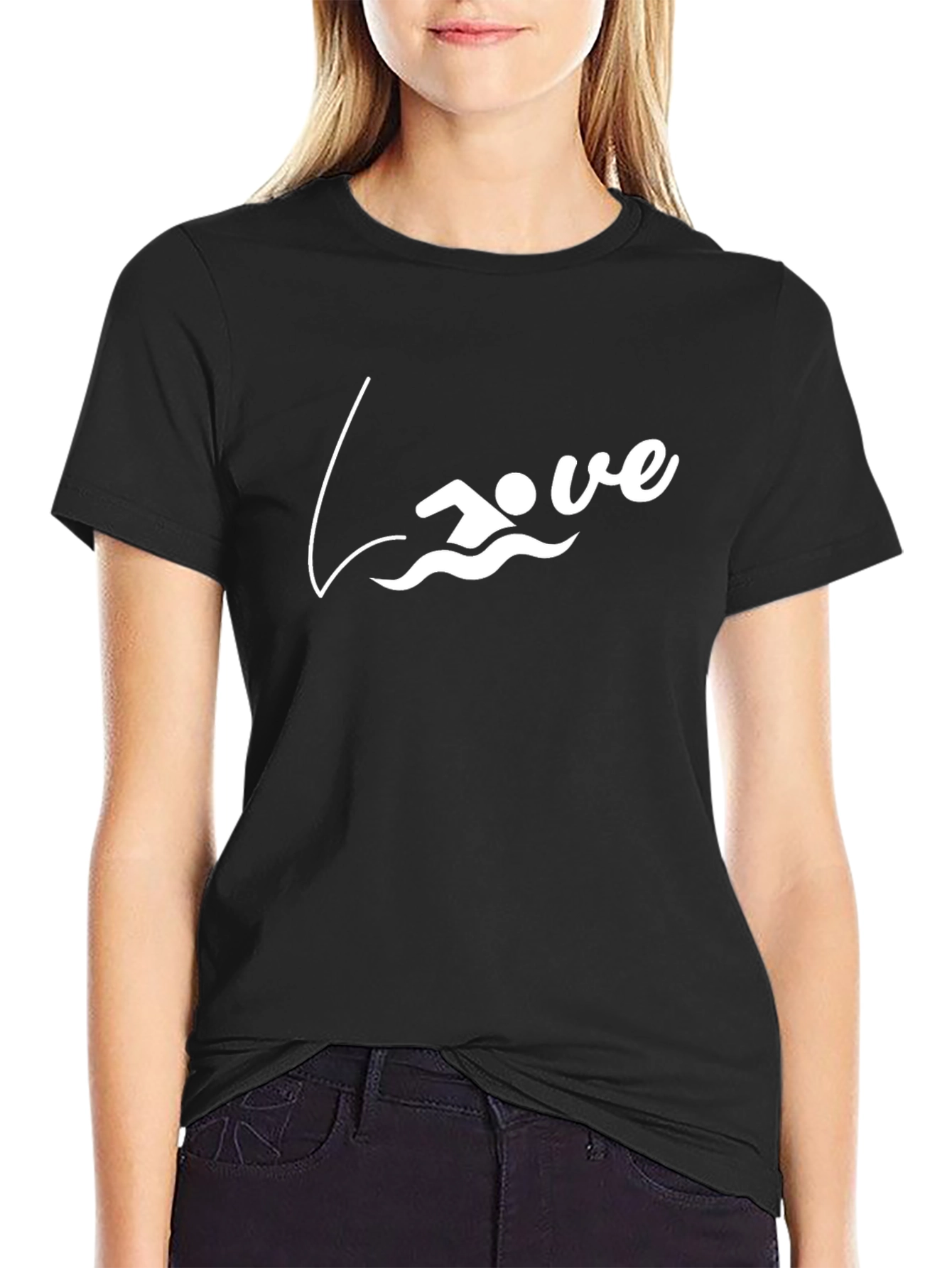 Love to Swim Graphic T-Shirt - Black