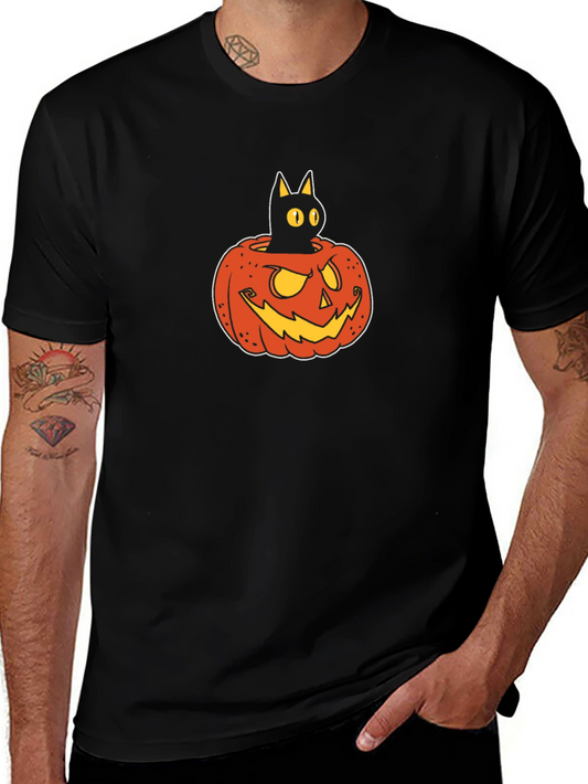 Black Cat in Pumpkin T-Shirt - Halloween Tee