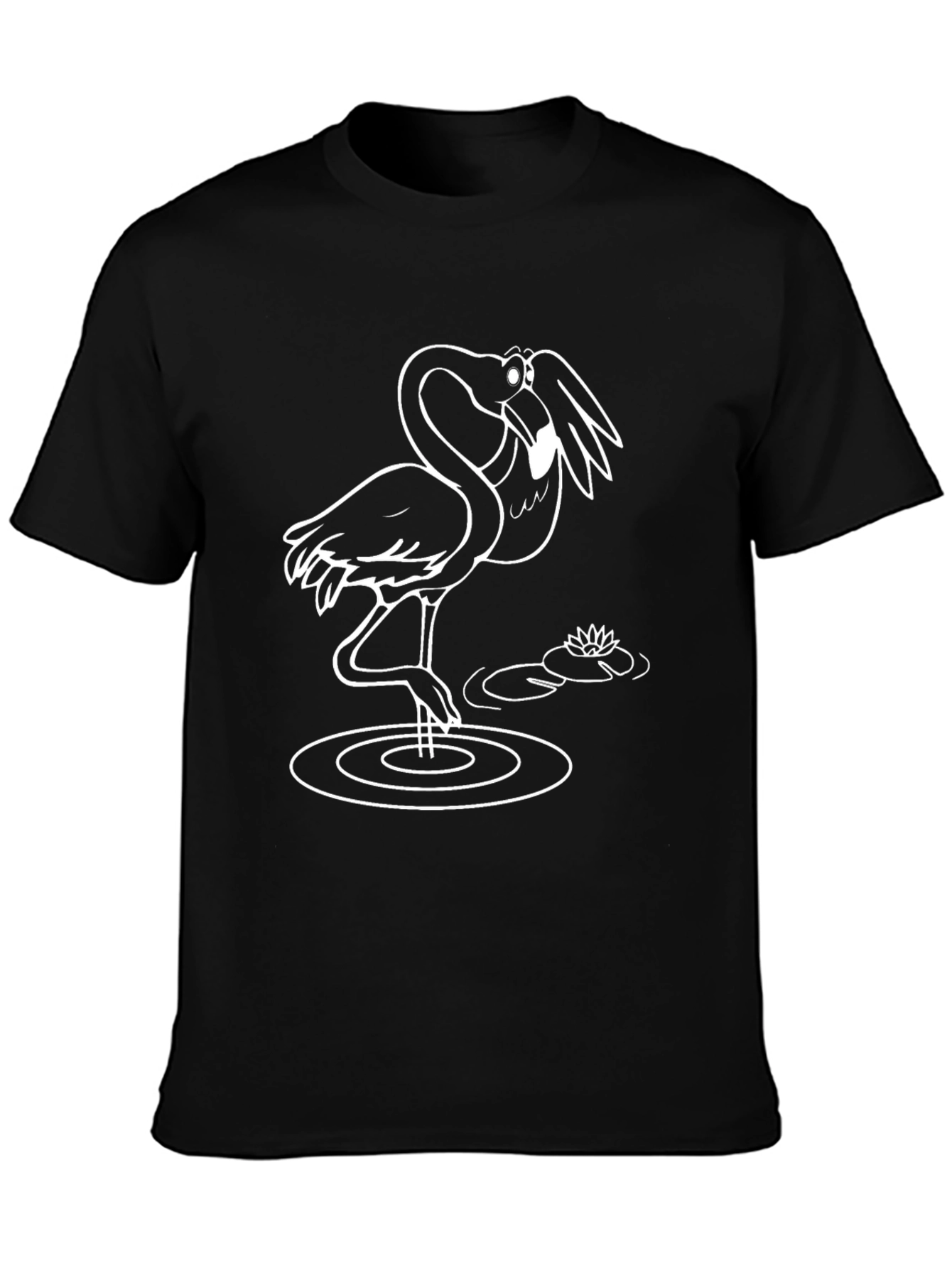 Black T-Shirt with Flamingo Graphic