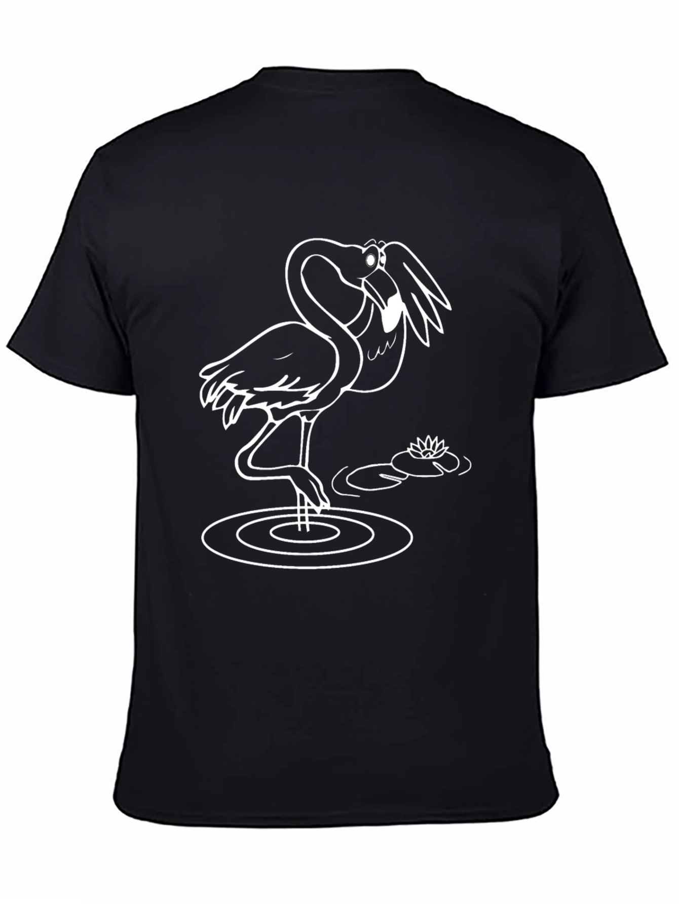 Black T-Shirt with Flamingo Graphic