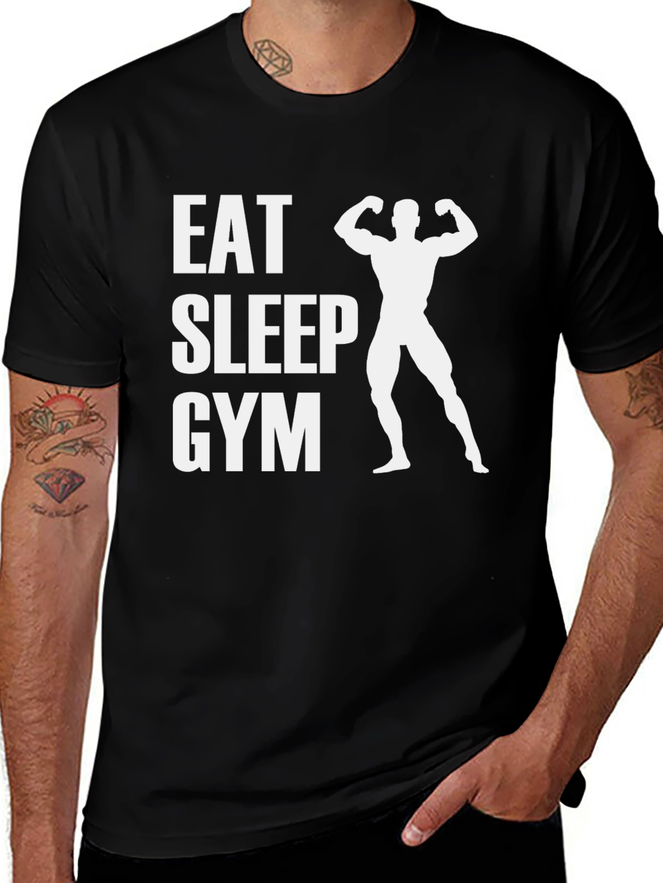 Eat Sleep Gym Black T-Shirt - Fitness Apparel