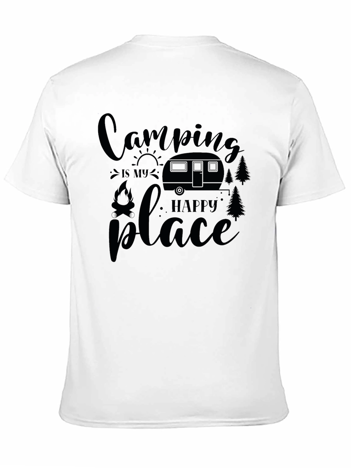 Camping is My Happy Place Black T-Shirt