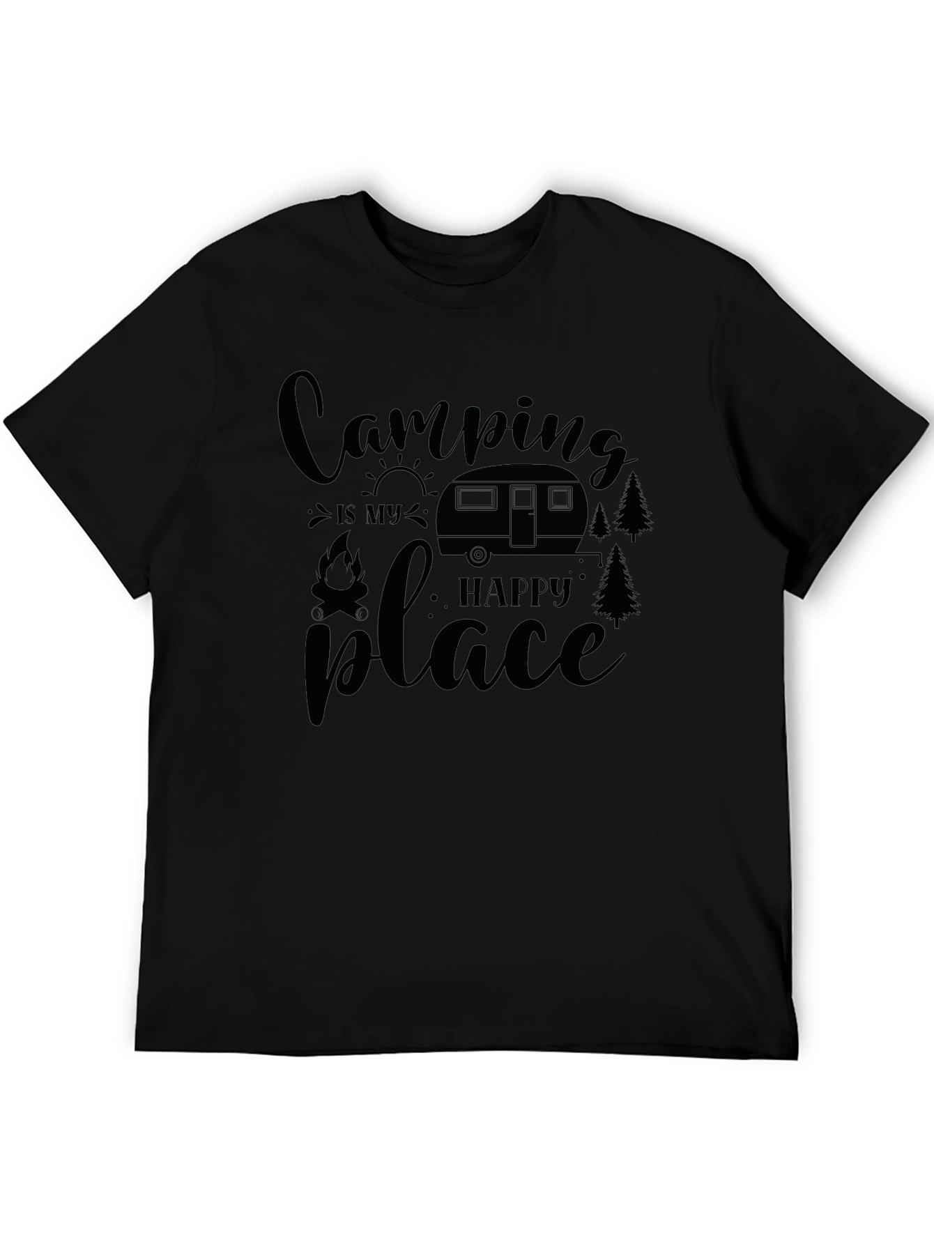 Camping is My Happy Place Black T-Shirt
