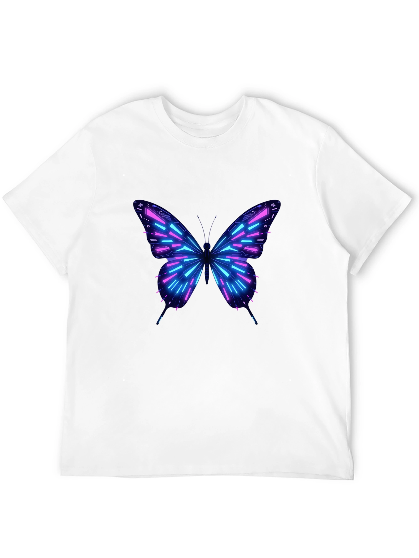Neon Butterfly Graphic Print Black T-Shirt