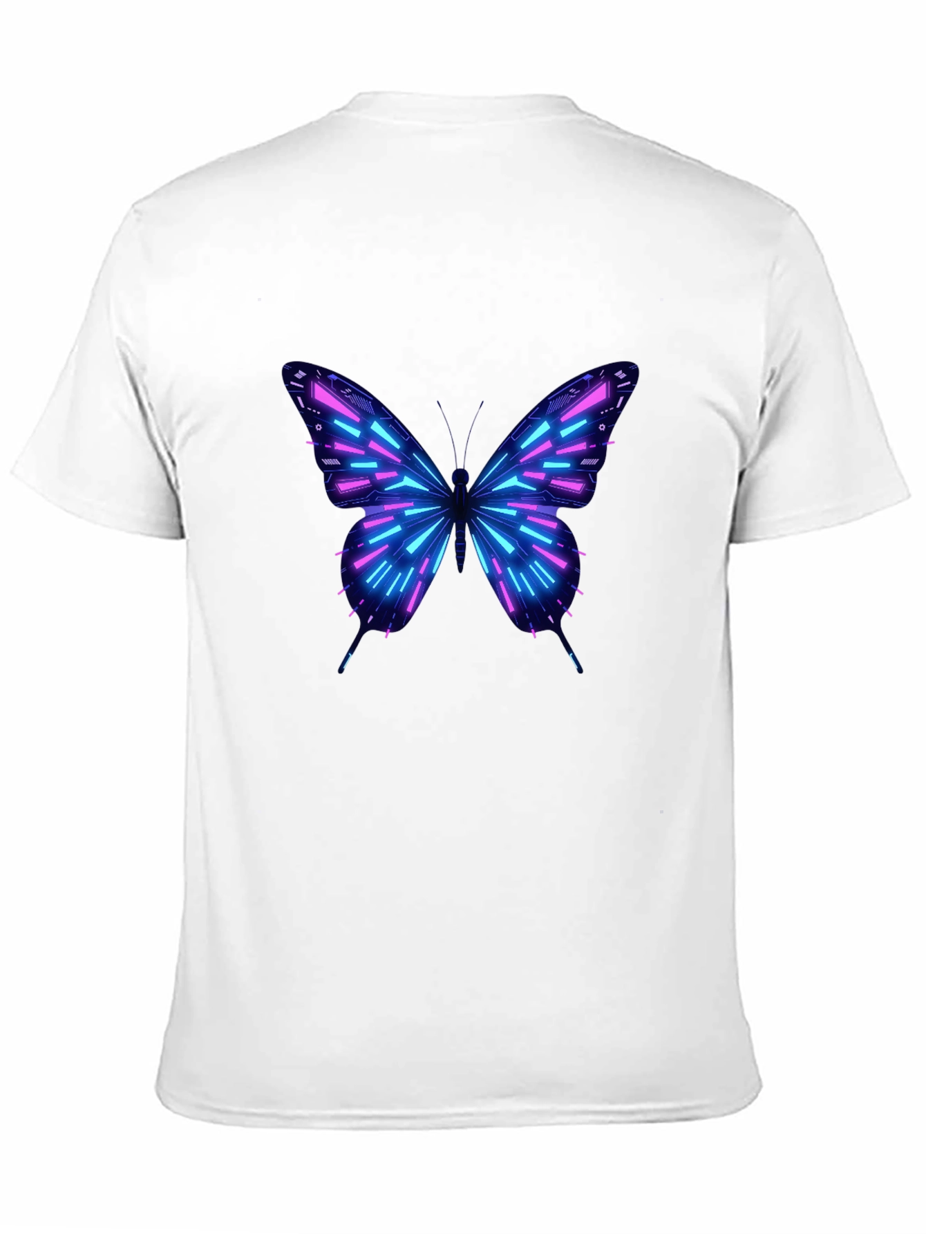 Neon Butterfly Graphic Print Black T-Shirt
