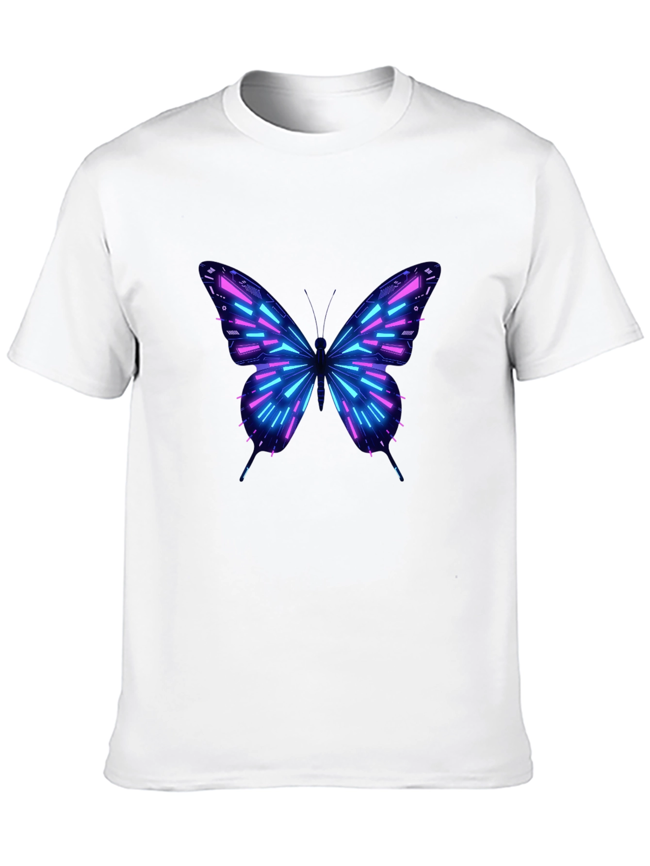 Neon Butterfly Graphic Print Black T-Shirt