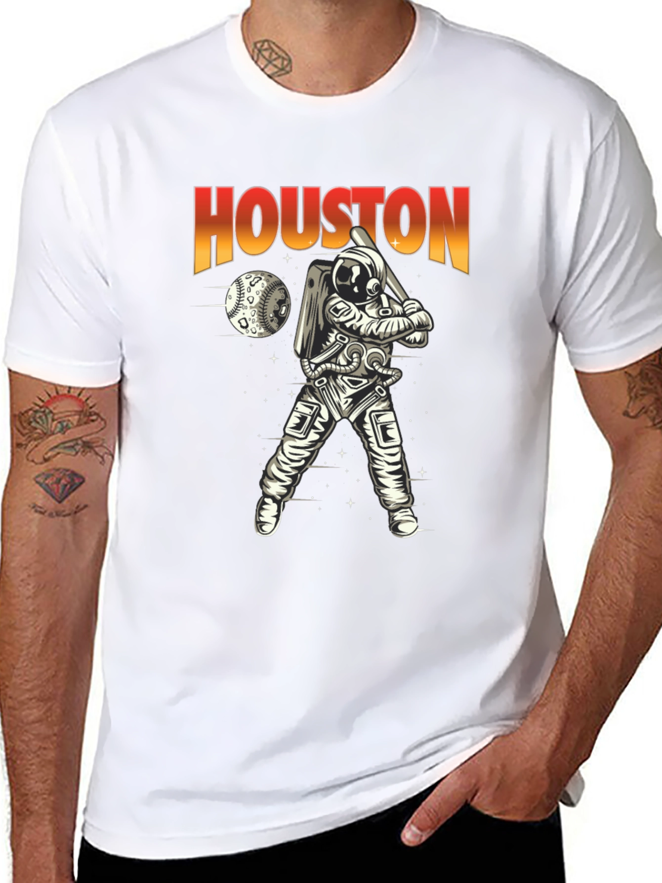 Houston Astronaut Baseball T-Shirt - Unique Space Design