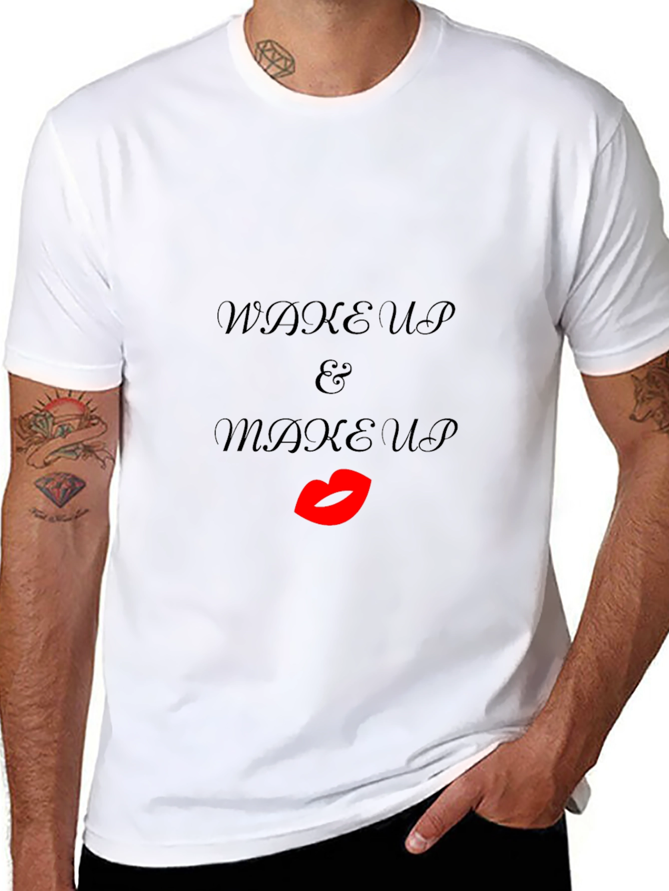 Wake Up & Makeup Black T-Shirt