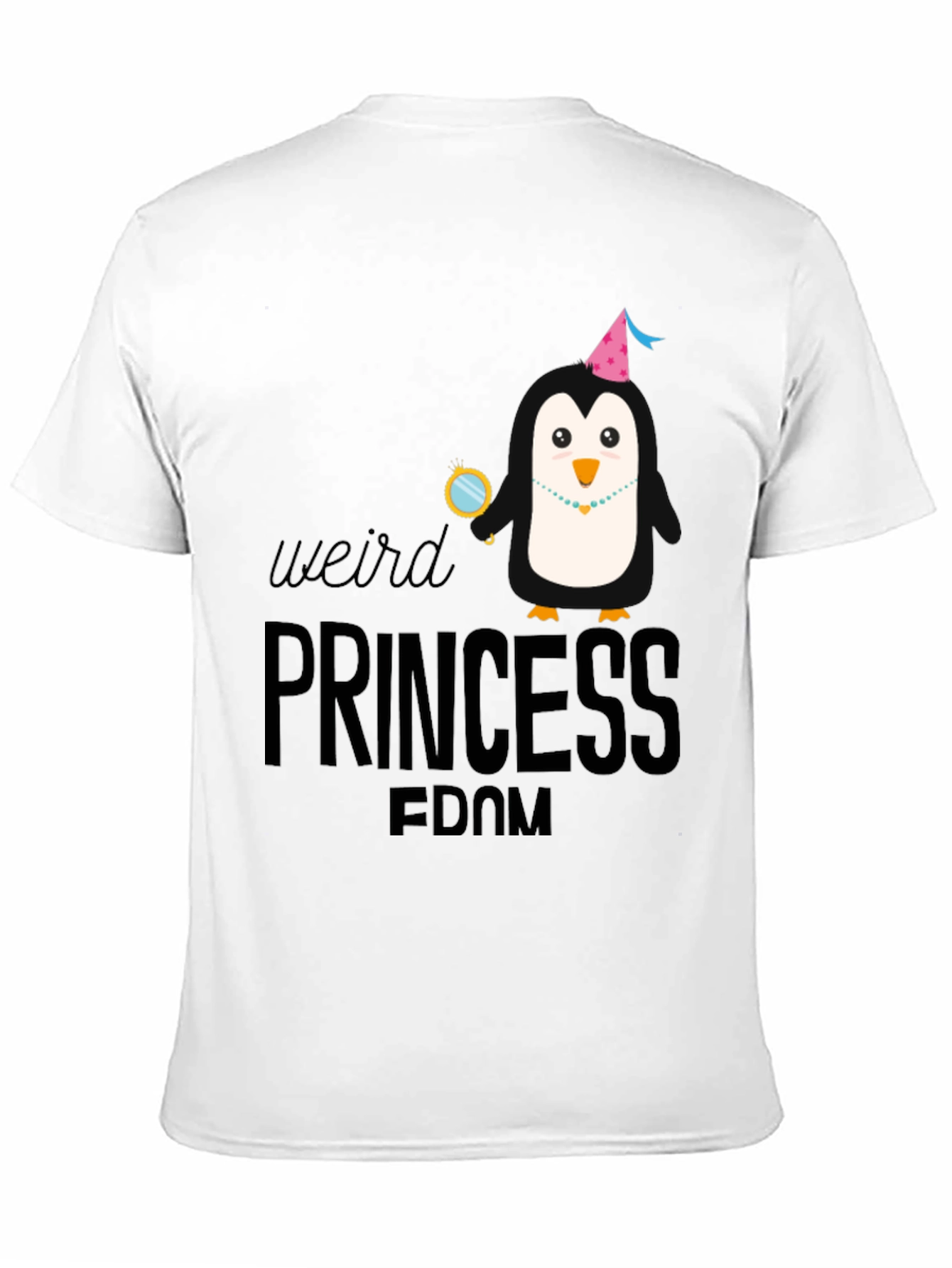 Weird Princess Penguin Black Graphic Tee Shirt