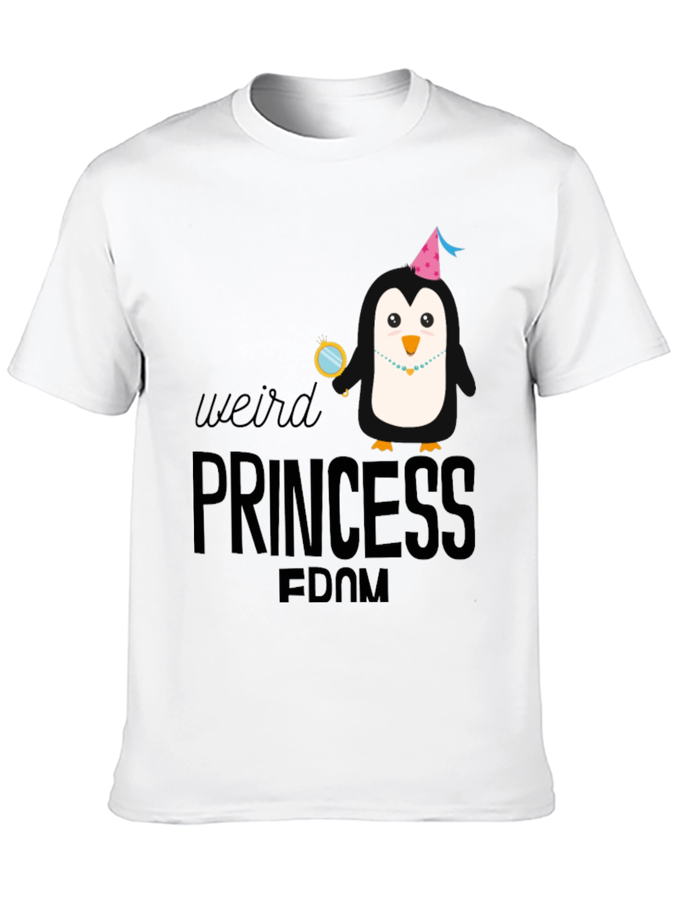 Weird Princess Penguin Black Graphic Tee Shirt