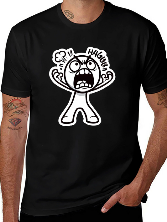 Haggura Cartoon Graphic Black T-Shirt