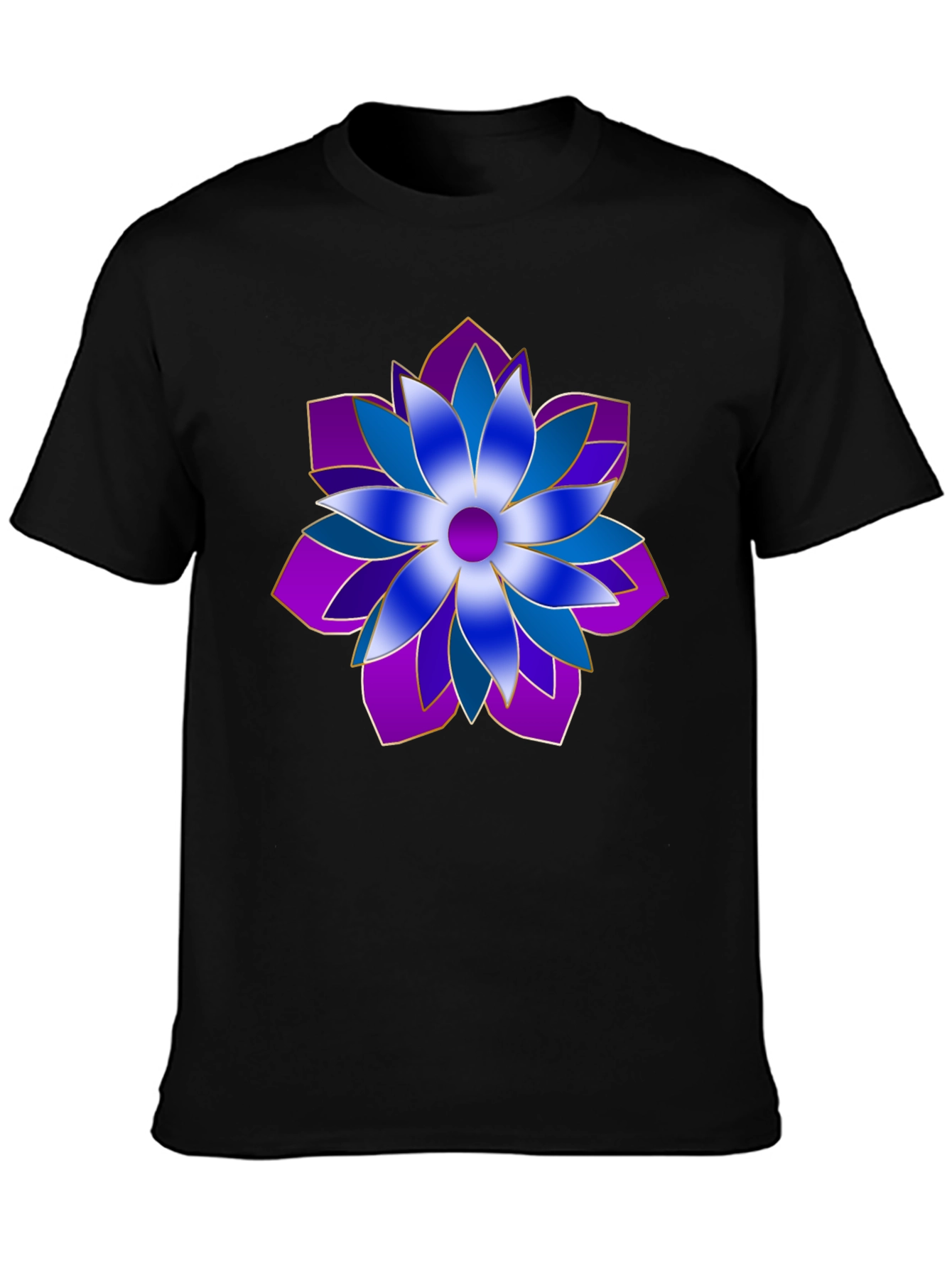 Floral Pattern Black T-Shirt