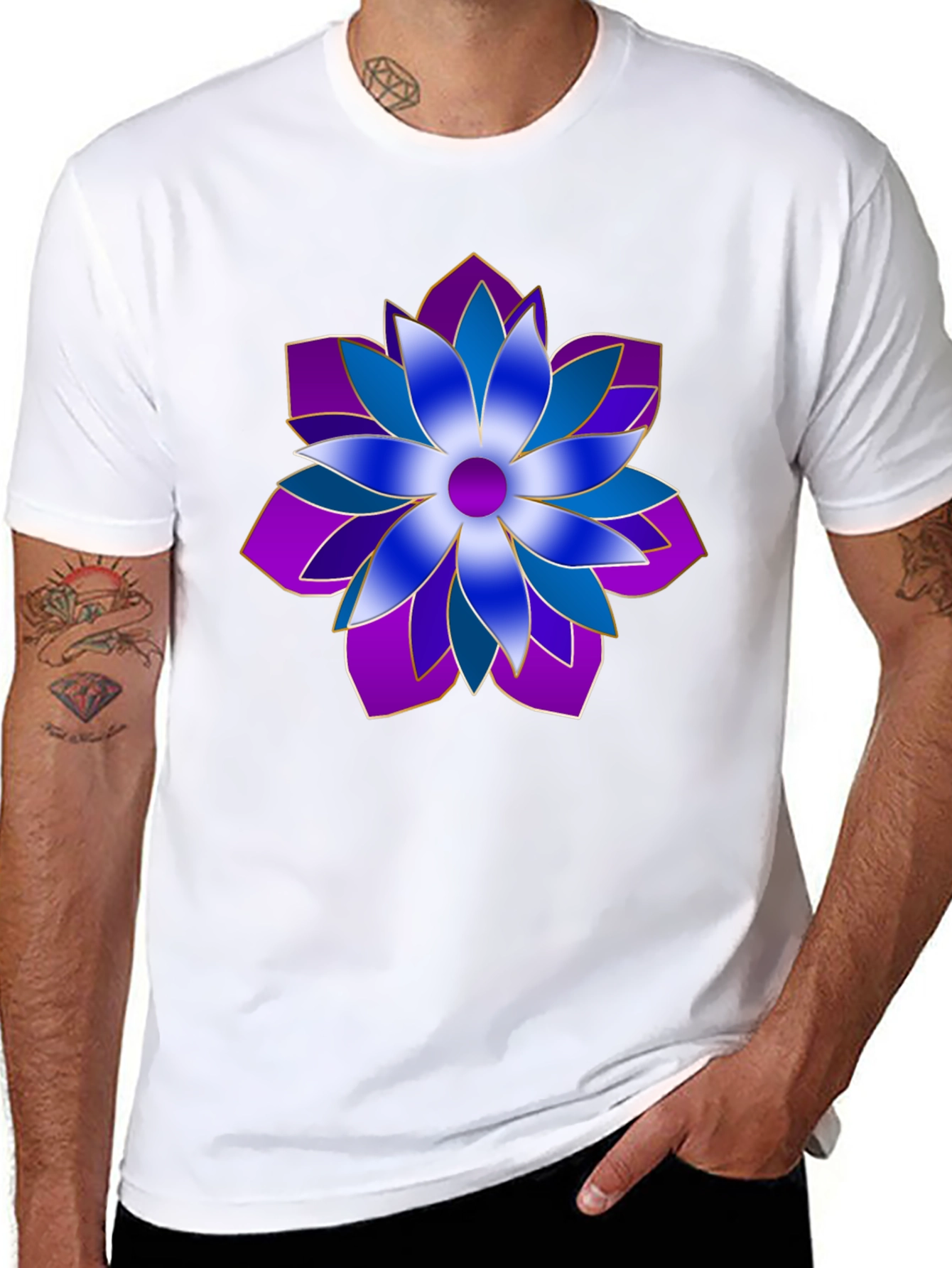 Floral Pattern Black T-Shirt