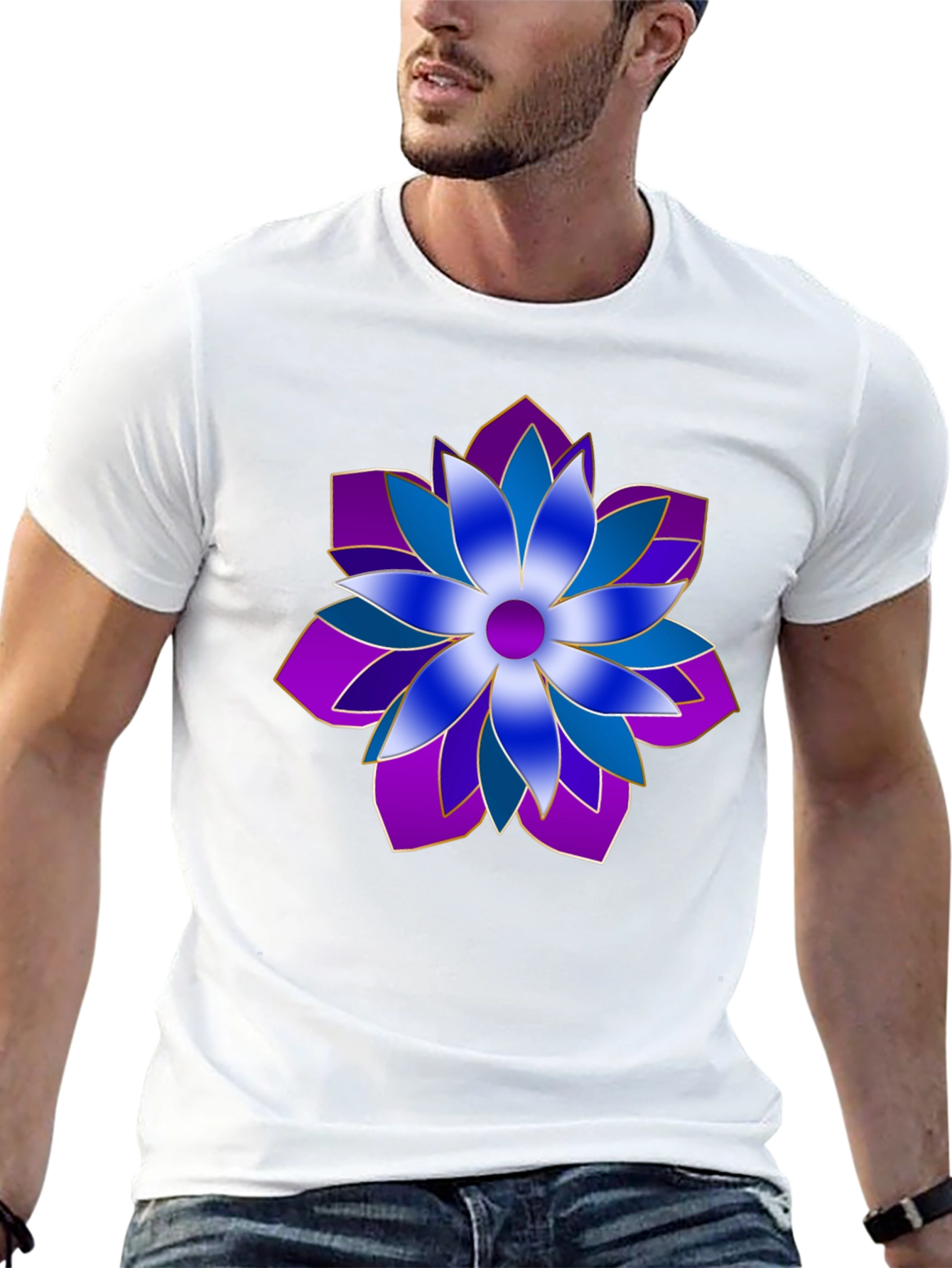 Floral Pattern Black T-Shirt