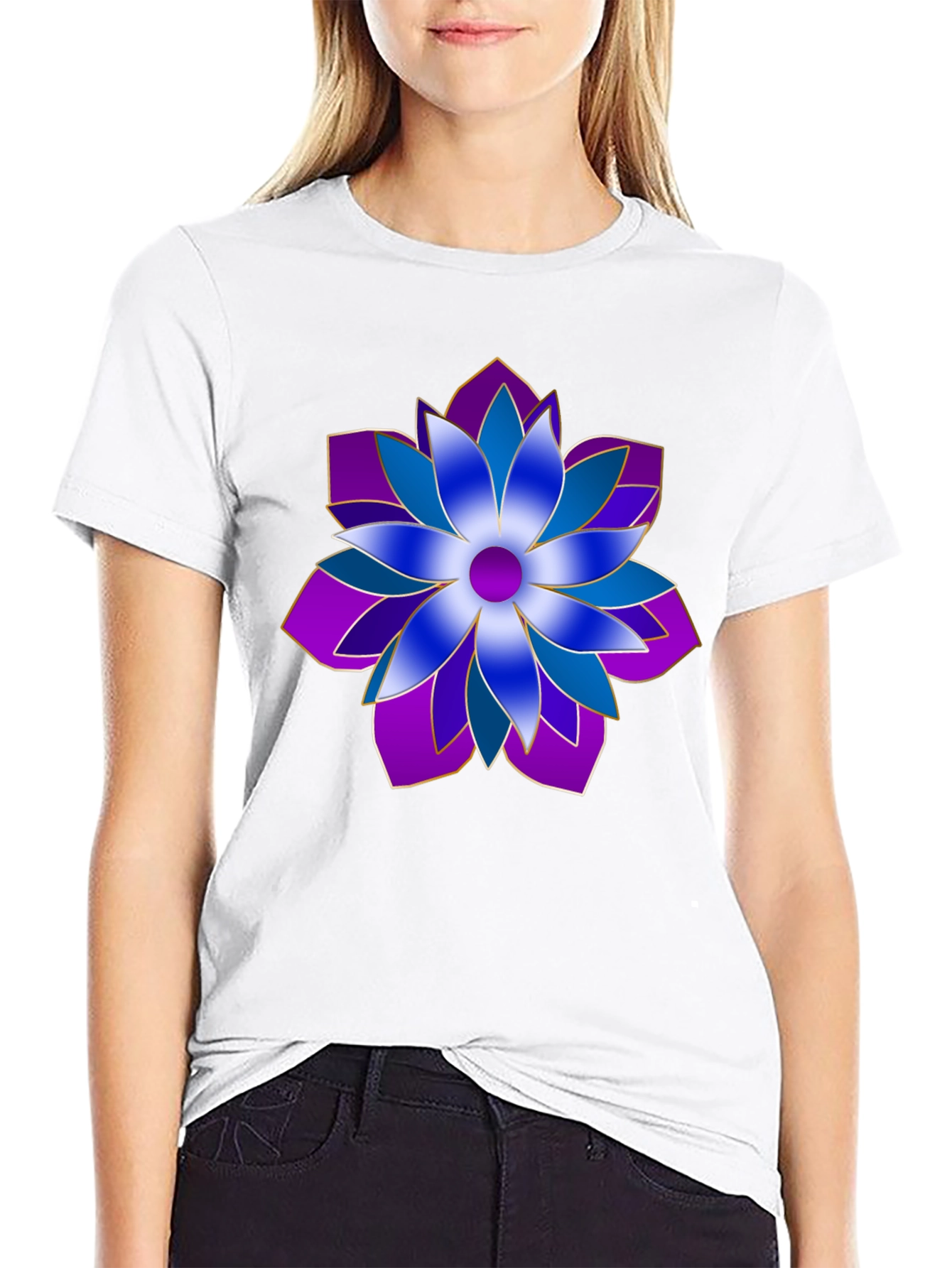 Floral Pattern Black T-Shirt